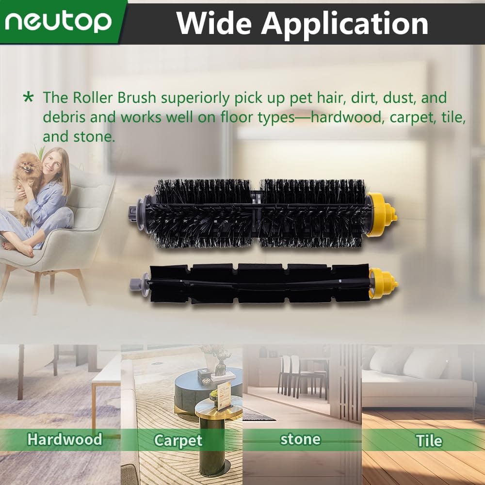 Neutop Replacement Parts for Irobot Roomba 675 677 671 670 665 655 645 694 692 614 - Robot Vacuum Accessories with Flexible Beater & Bristle Brush - Review Image 2