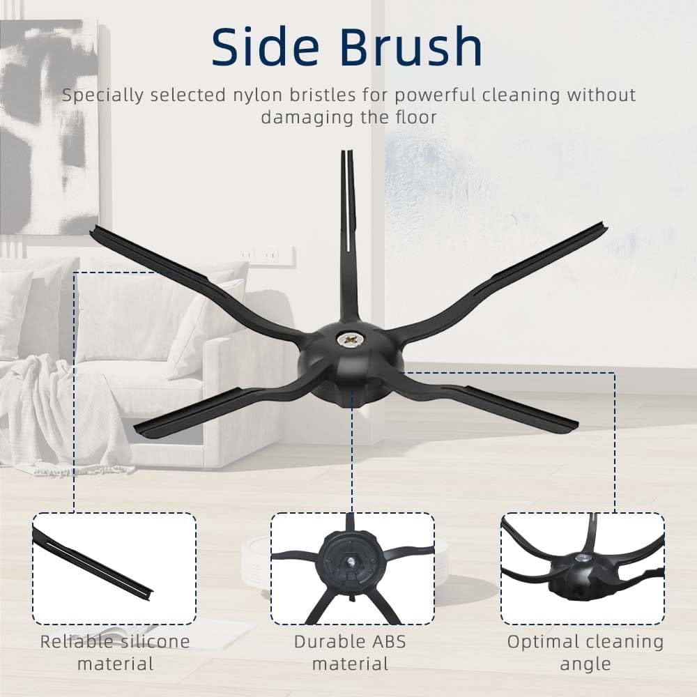 Compatible Replacement Kit for Roborock Q5, Q5+, Q5 Plus Robot Vacuum Cleaner Spare Parts - Includes 1 Main Brush, 4 Hepa Filters, 4 Side Brushes - Review Image 4