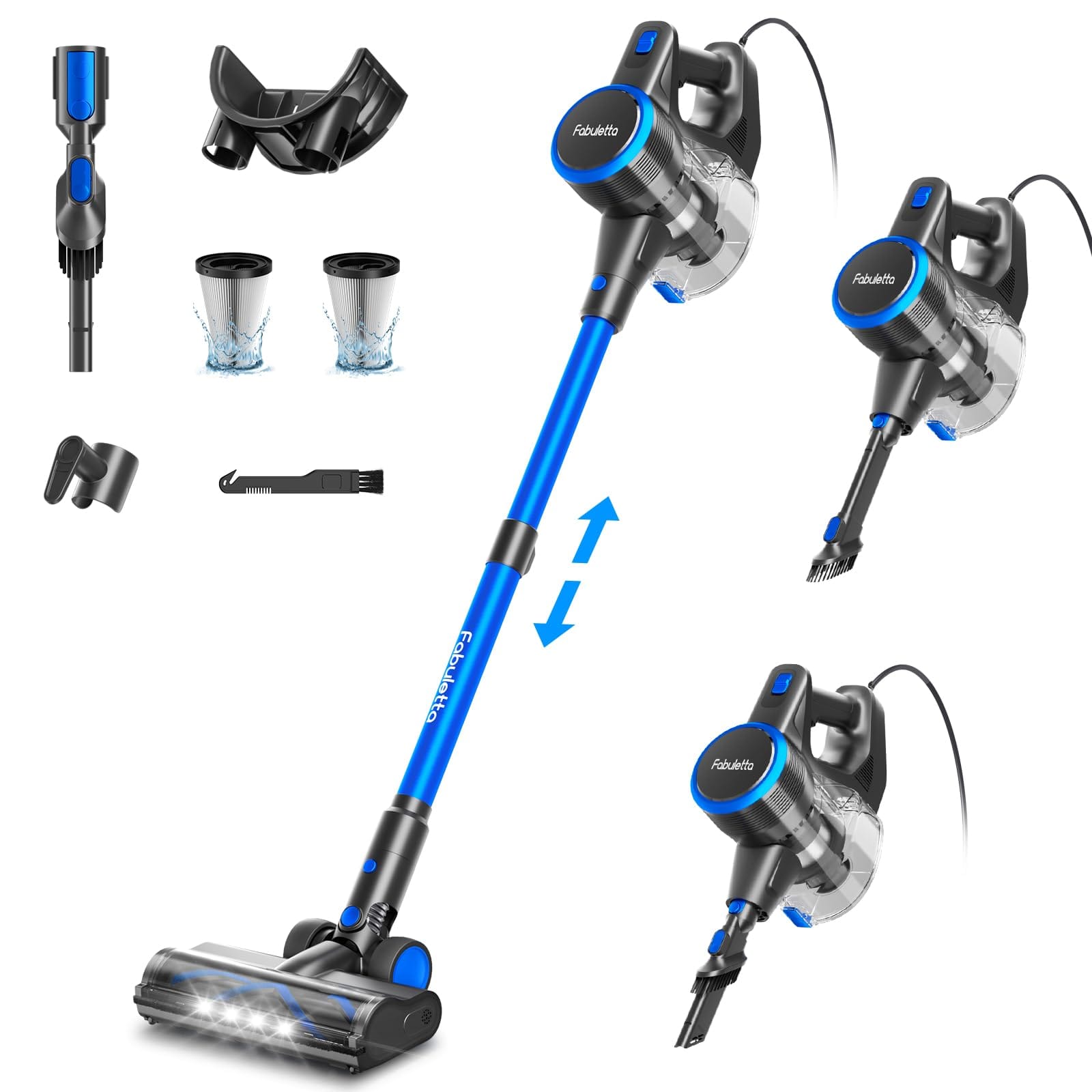 Fabuletta 650W Corded Stick Vacuum Cleaner with Powerful Suction, 23Ft Cord, 2 Gear Adjustment, 1.5L Dust Cup - Ideal for Hard Floors & Pet Hair