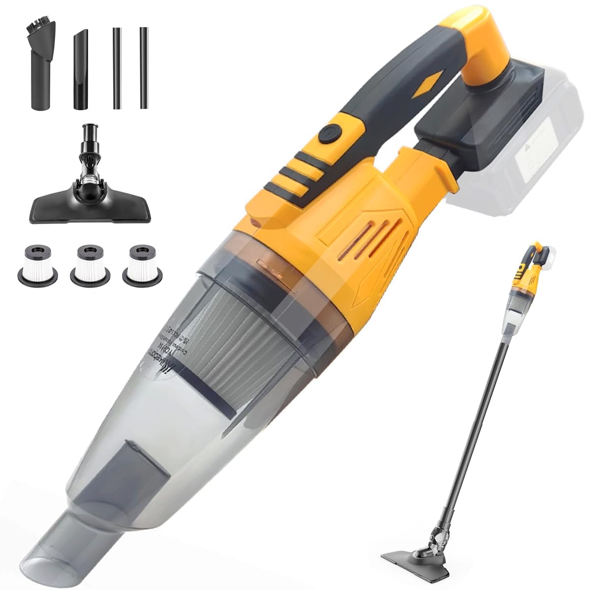 Powerful Cordless Dewalt 20V Battery-Powered Vacuum Cleaner with HEPA Filter for Pet Hair Cleaning