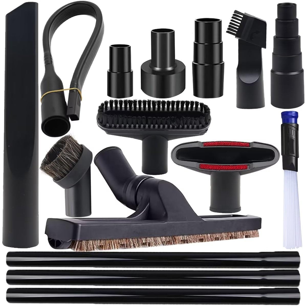 15-Piece Universal Vacuum Attachments Kit with Hose Adapters and Brushes for Shop Vac Accessories
