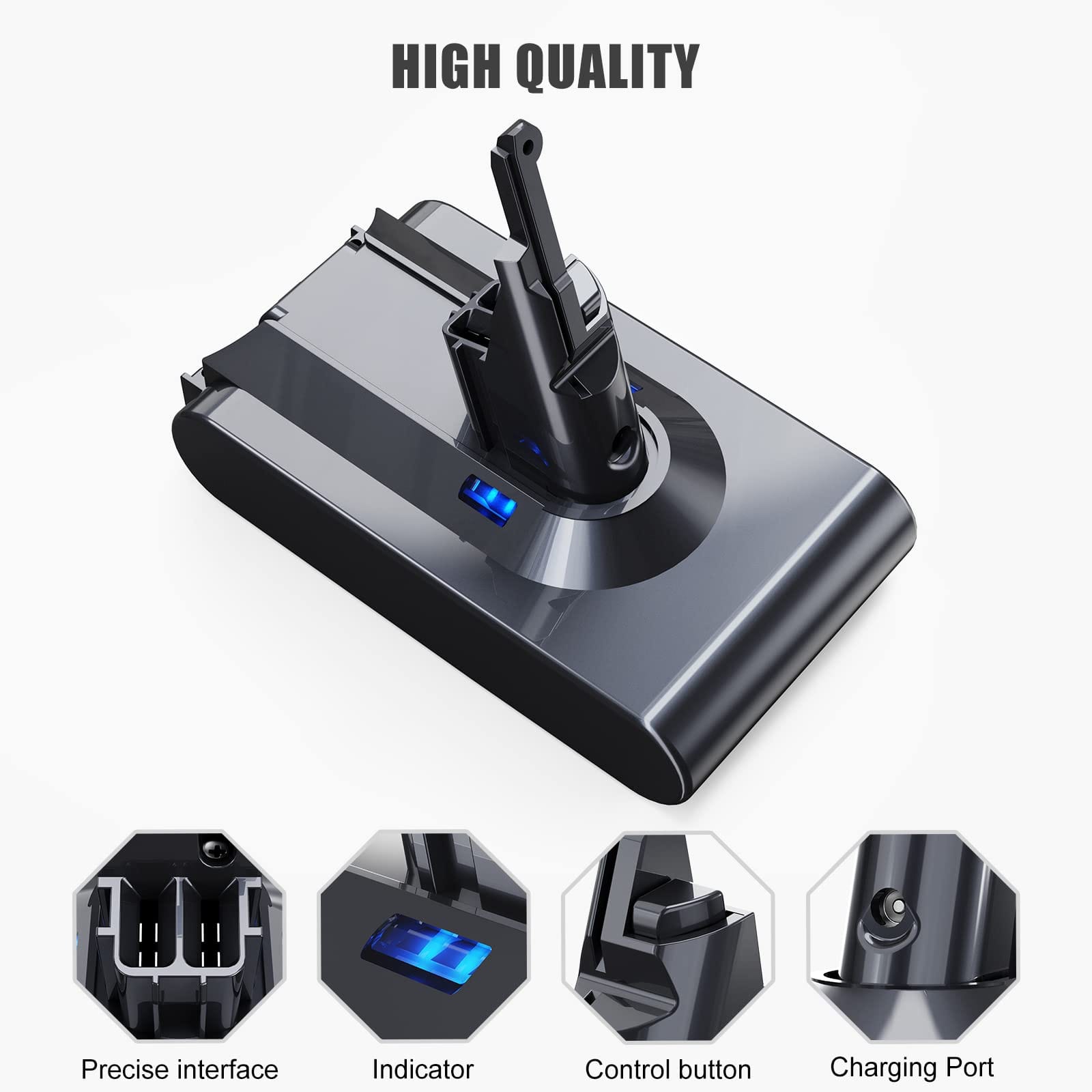 High-Capacity 6000mAh 21.6V Lithium-ion Battery for Dyson V8 | Compatible with V8 Animal, V8 Motorhead, V8 Fluffy Vacuum Cleaners - 2 Filters Included - Review Image 5