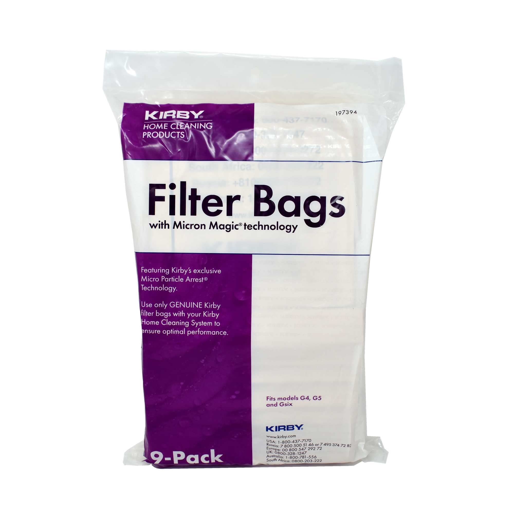 Genuine Micron Magic Kirby Vacuum Cleaner Bags for G4, G5, and G6 - 9-Pack