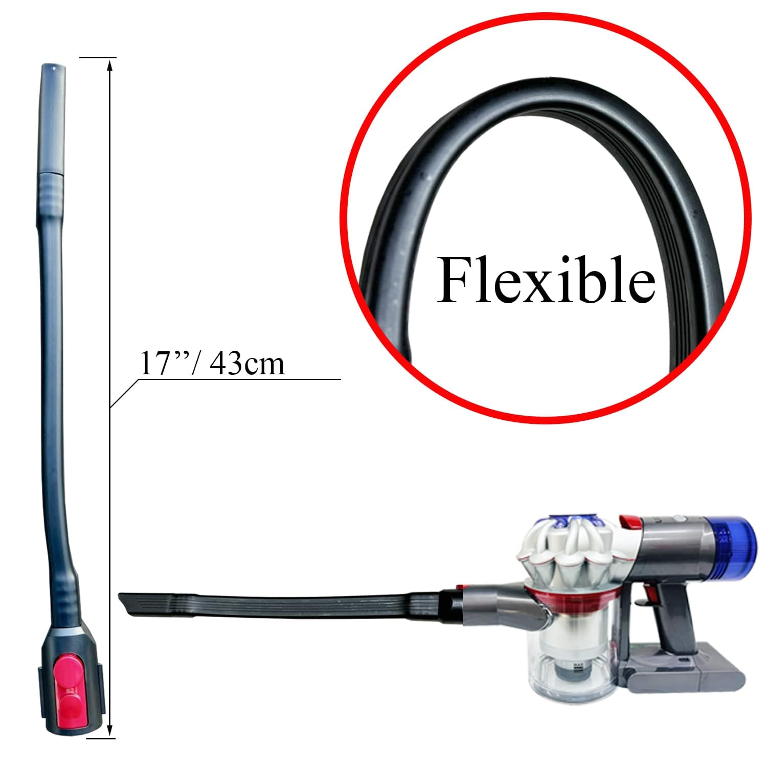 FlexiCrevice Tool for Dyson Cordless Vacuums - Attachments for Dryer Vent, Car Detailing, Corners - Dryer Vent Cleaner Kit - Review Image 3