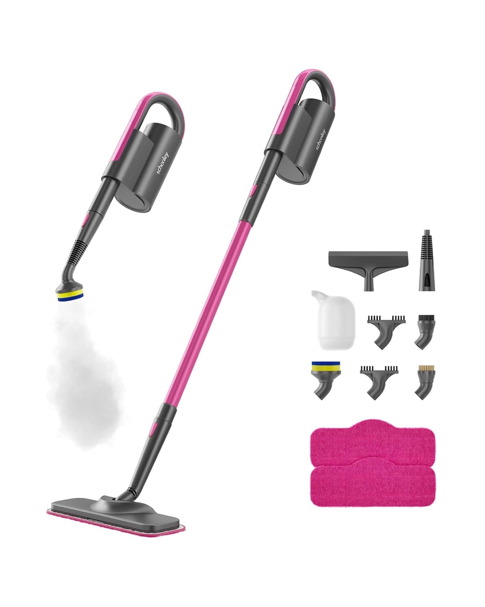 Schenley Steam Mop Cleaner with Handheld Steamer - Hardwood, Laminate, Tiles, Grout, 7-in-1 Accessories and Washable Pads
