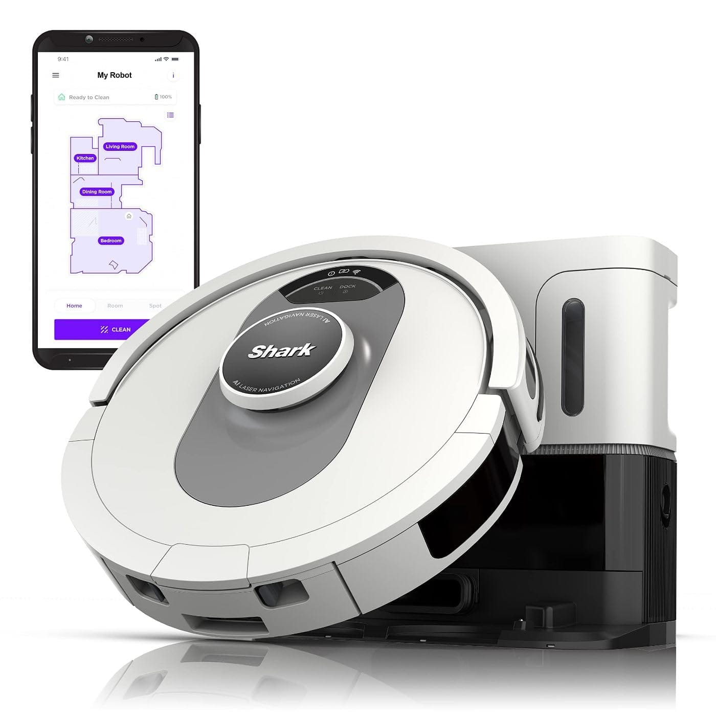 Shark AI Ultra Self-Emptying Robot Vacuum with Matrix Clean Navigation, Home Mapping, 60-Day Capacity - Ideal for Pet Owners and All Floor Types (Silver/Black)