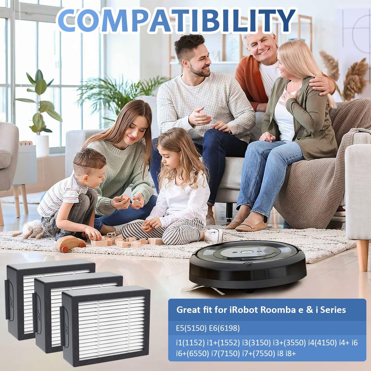 High-Efficiency HEPA Filter Replacement 4639161 for iRobot Roomba E, I, J Series (3-Pack) - Review Image 4