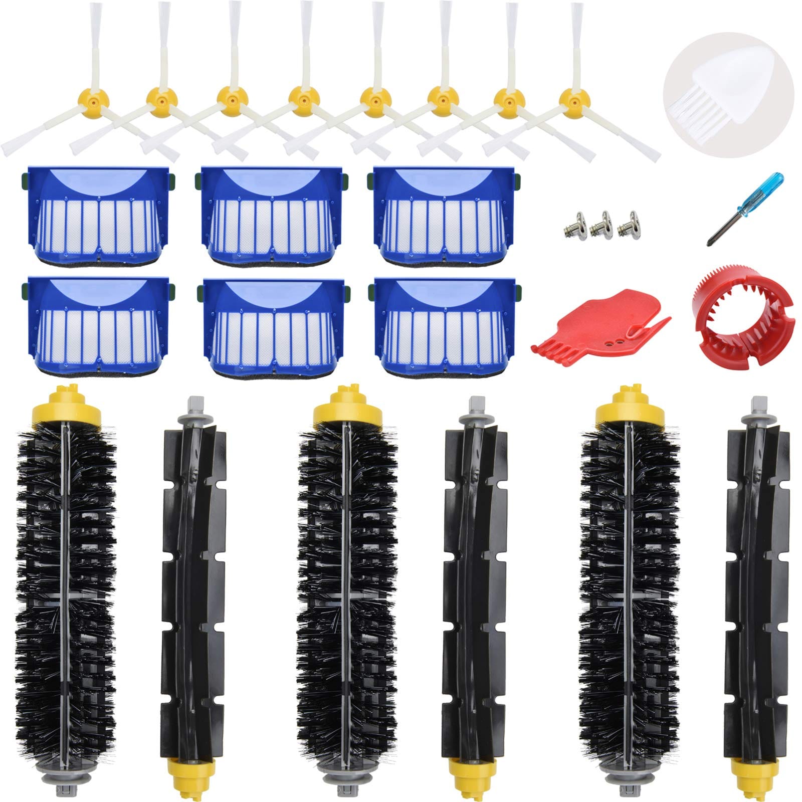 Loveco Replacement Parts Kit for iRobot Roomba 675 645 655 671 677 Robotics - 6 Filters, 8 Side Brushes, 3 Bristle and Flexible Beater Brush