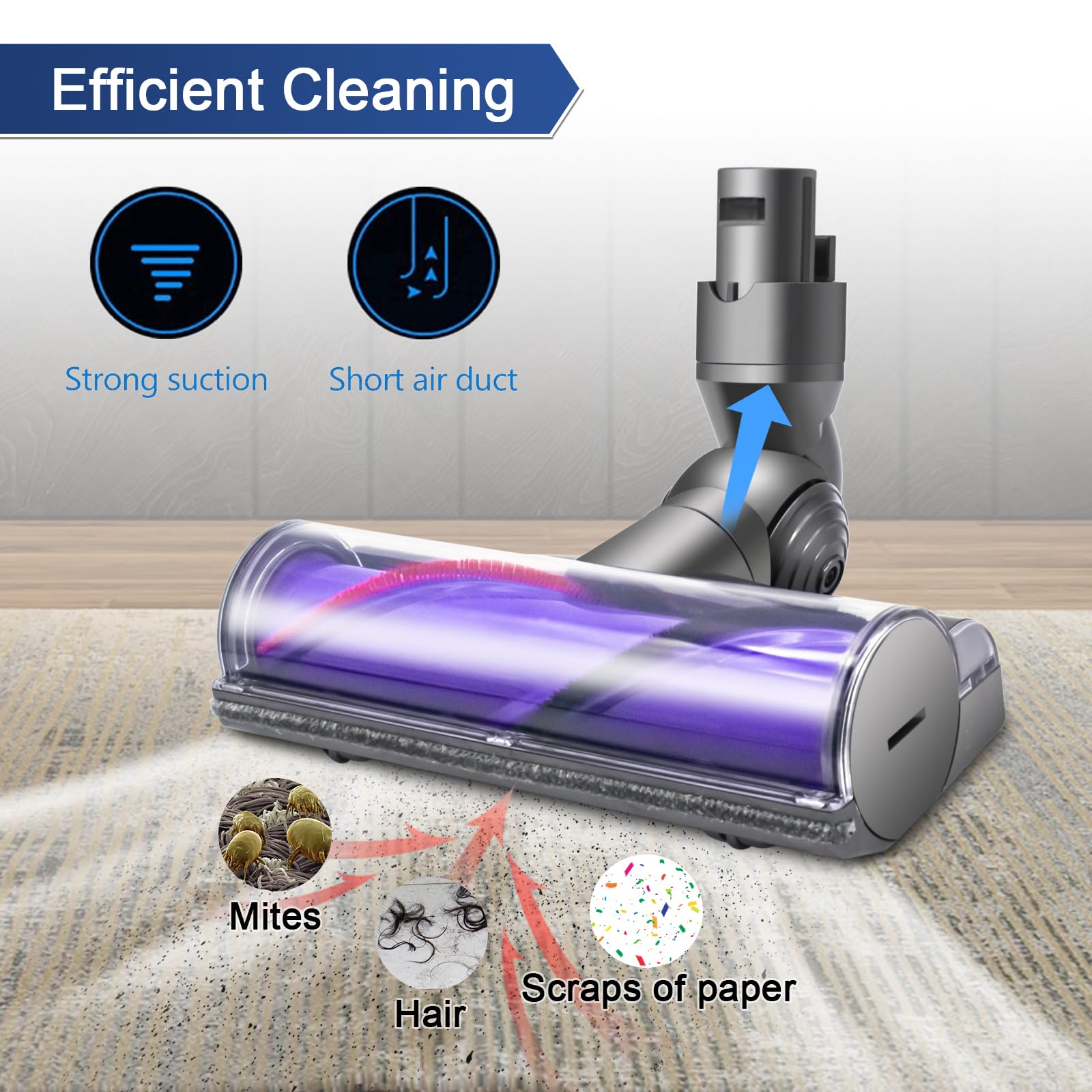 Lightweight Cordless Stick Vacuum Quick-Release Motorhead Cleaner Attachment for Dyson V6 DC58 DC59 DC61 DC62 DC72 DC74 SV04 SV06 SV09 Models - Replacement Part for Hardwood Floors and Carpets - Review Image 4