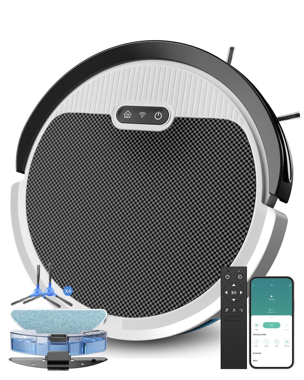 Pureatic V3 Robot Vacuum and Mop Combo | 5000Pa Suction | WiFi/Alexa/App | Pet Hair | Hard Floor & Carpet