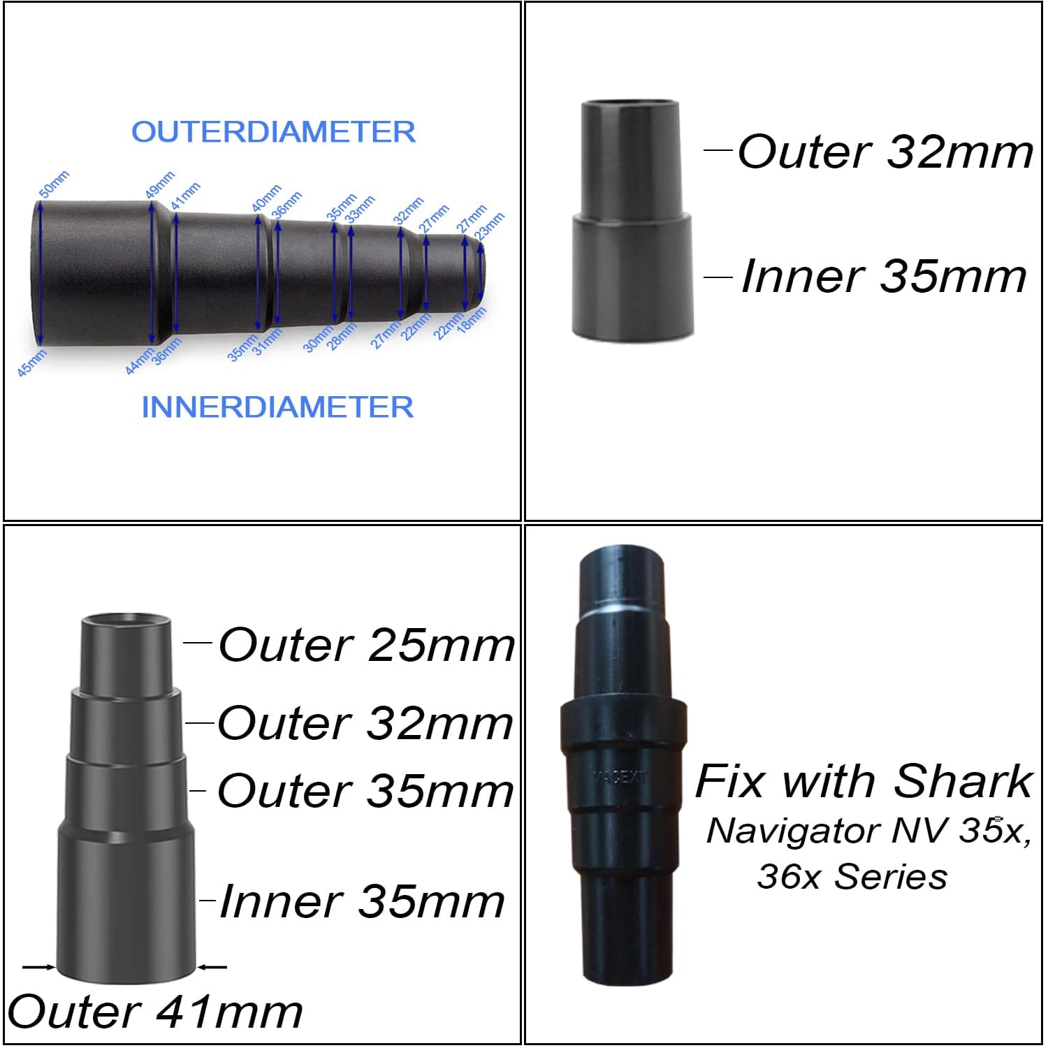 Vacuum Adapter Kit - Pool Supply Hose Connector Set, 1-1/4" & 1-1/2" Hose Reducer Adapters - Review Image 2