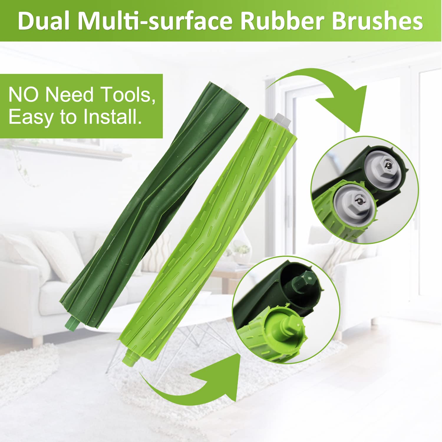 Replacement Parts Kit for Irobot Roomba E5 E6 E7 I7 I7+ I2 I3 I4 I6 I8 J6+ J7, 1 Set Multi-Surface Brushes, 6 Hepa Filters, 6 Side Brushes - Review Image 2