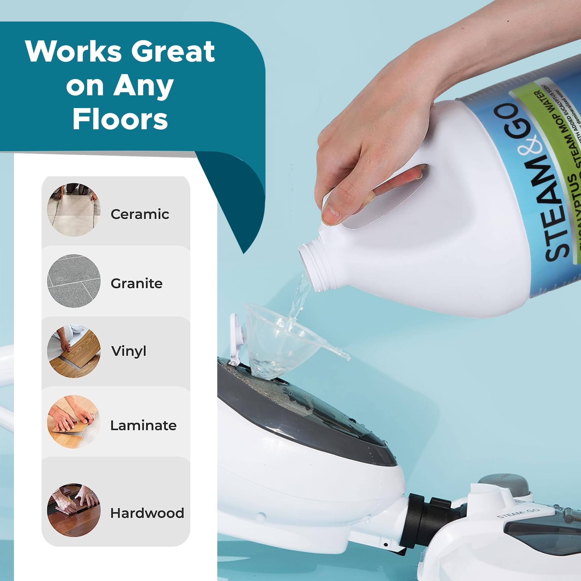 Demineralized Water Multi-Surface Cleaning Solution for Steam Mop - Eucalyptus Mint, 128oz - Review Image 5