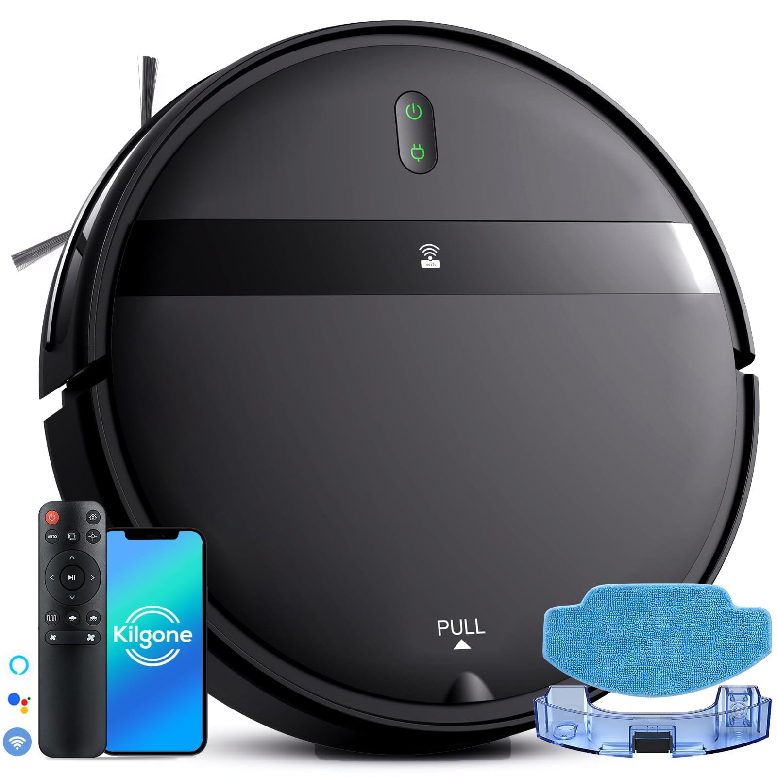 Smart Robot Vacuum and Mop Combo - Wifi/Alexa Controlled, Automatic Recharge, Tangle-Free - Ideal for Pet-Friendly Homes