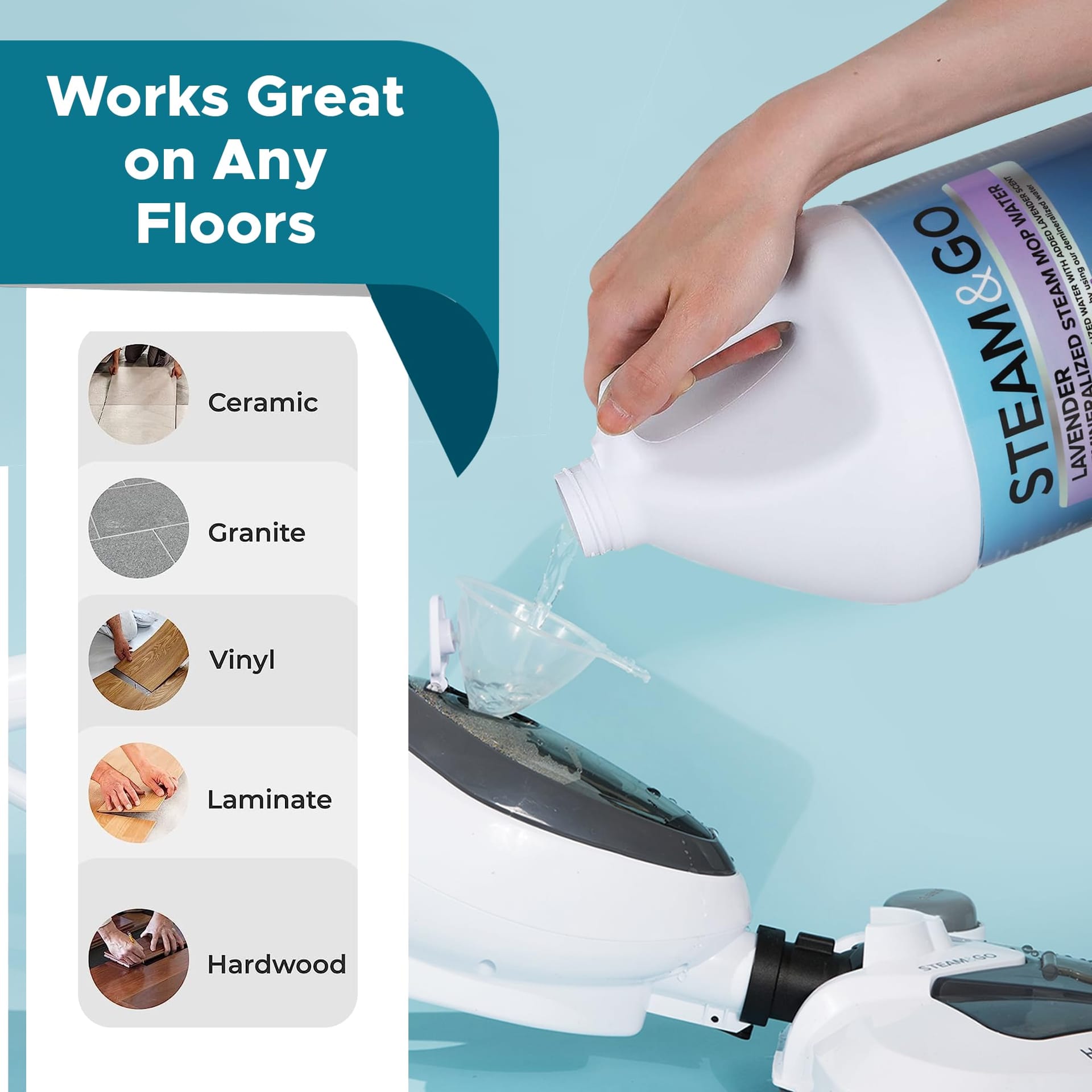 Lavender Scented Demineralized Water Cleaning Solution for Steam Mop - Ready-To-Use Multi-Surface Floor Cleaner - 128 Fl. Oz - Review Image 5