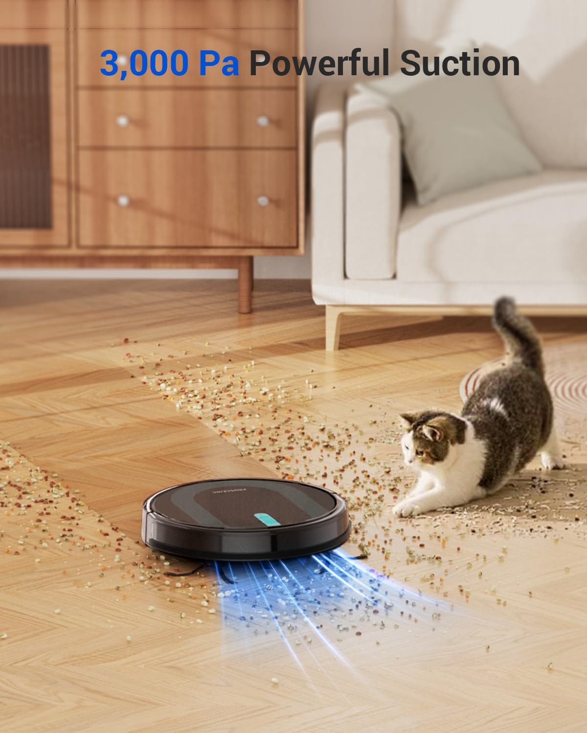Smart Proscenic Wifi Robot Vacuum and Mop 3000 Pa with Gyro Navigation, Self-Charging - 3 Modes for Hard Floors and Carpets, Remote Control - Dark Black - Review Image 3