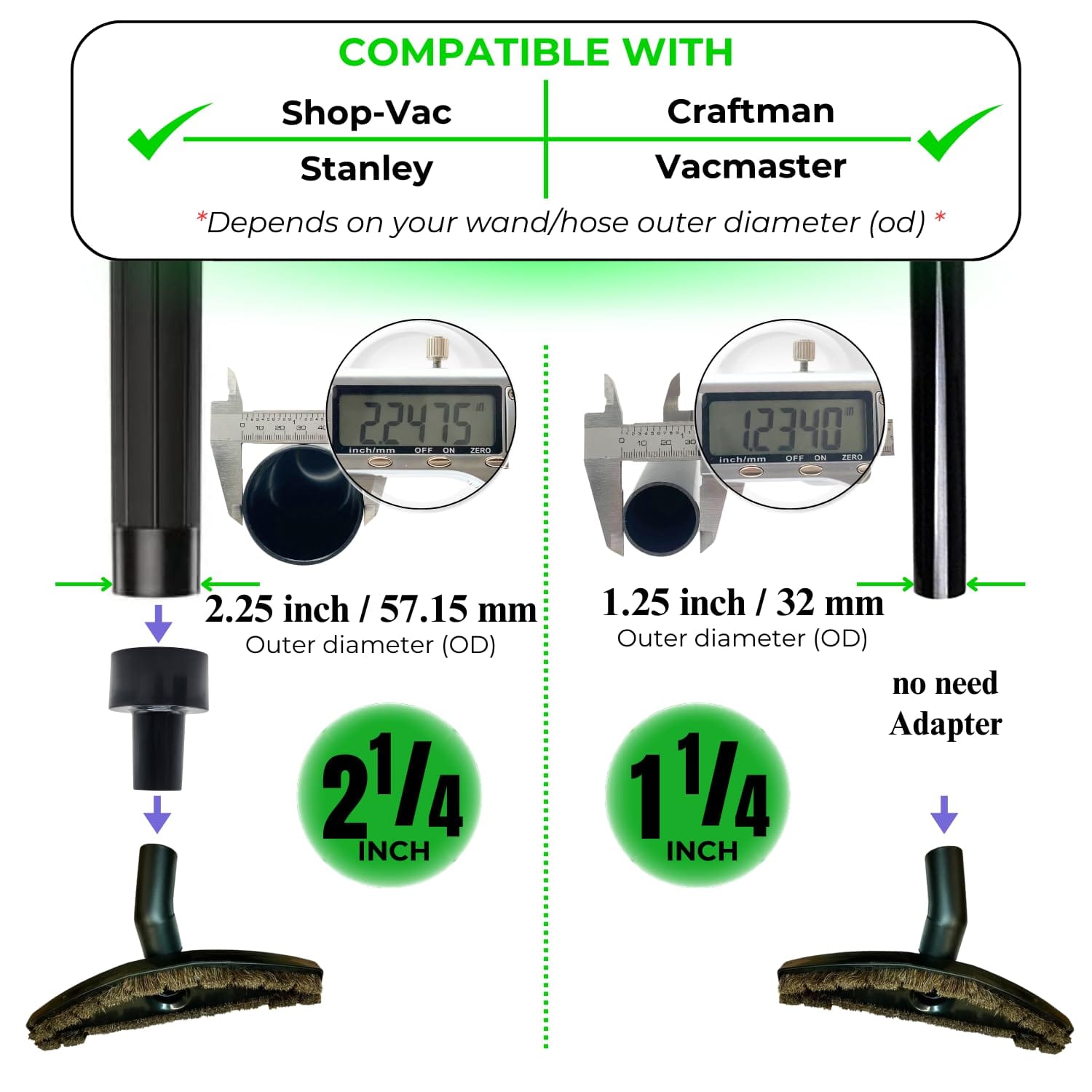 Horse Hair Soft Bristle Vacuum Brush Attachment for Shop-Vac - Flexible Head for Low Carpet, Hardwood, Tiles, and Hard Floors (1 1/4'' & 2 1/2'' Accessories) - Review Image 5