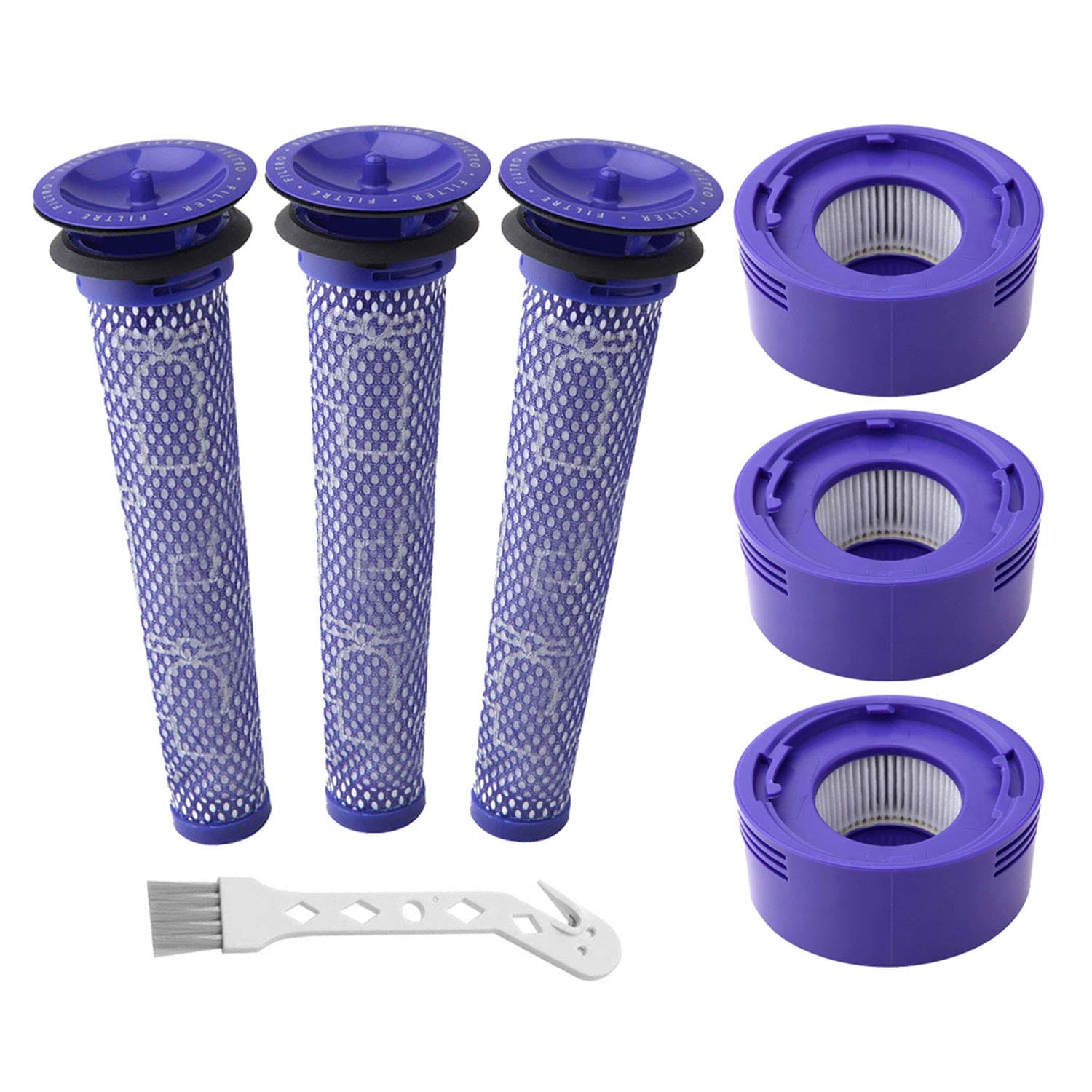 Hechuang 6 Pack Vacuum Filter Replacement Kit for Dyson V7, V8 Animal and V8 Absolute Vacuum, Includes 3 Pre Filters, 3 Post Filters, Replaces Part # 965661-01 & 967478-01