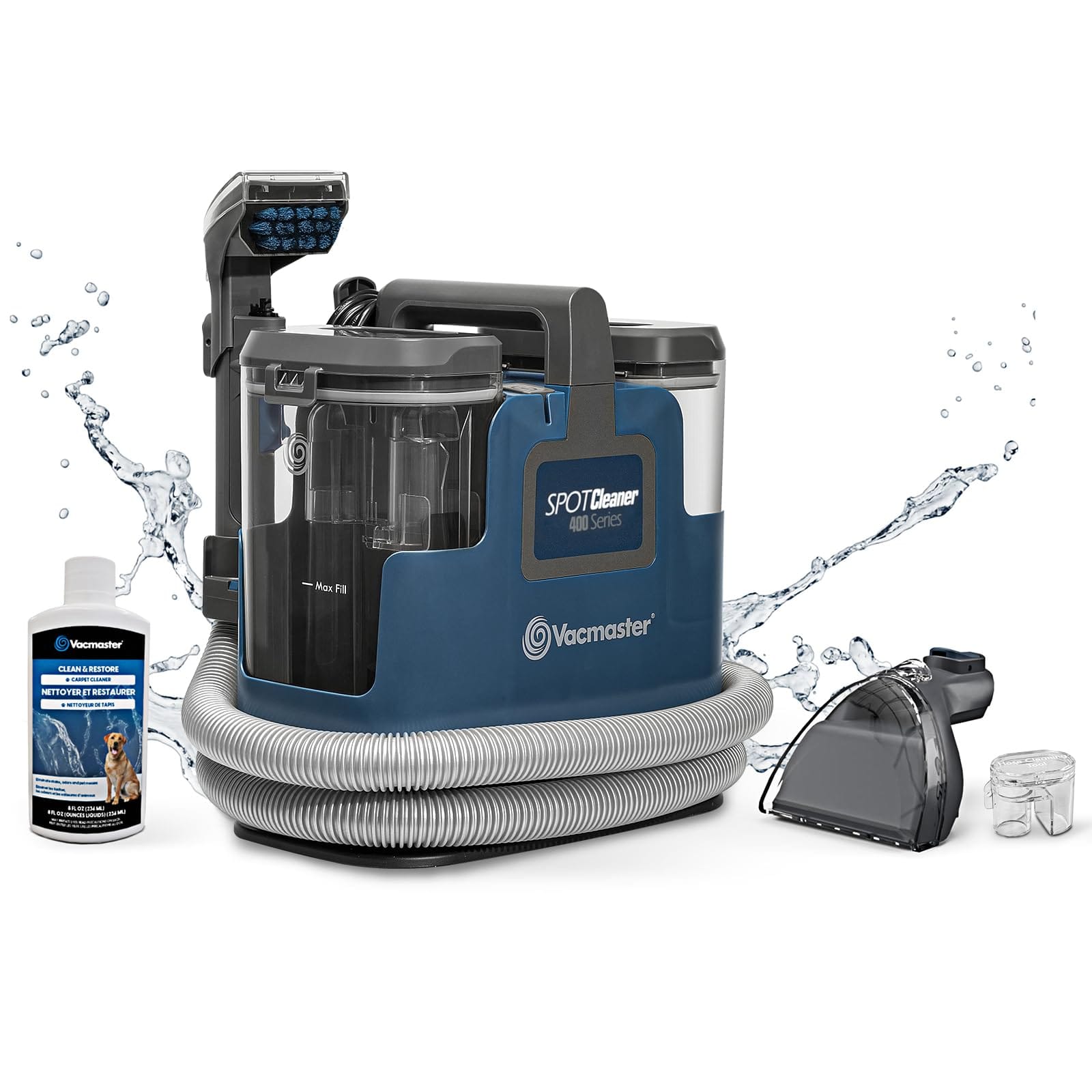 Vacmaster SCB301 400 Series Portable Upholstery Spot Cleaner with 15Kpa Power Suction for Pets, Area Rugs, and Couches - Blue