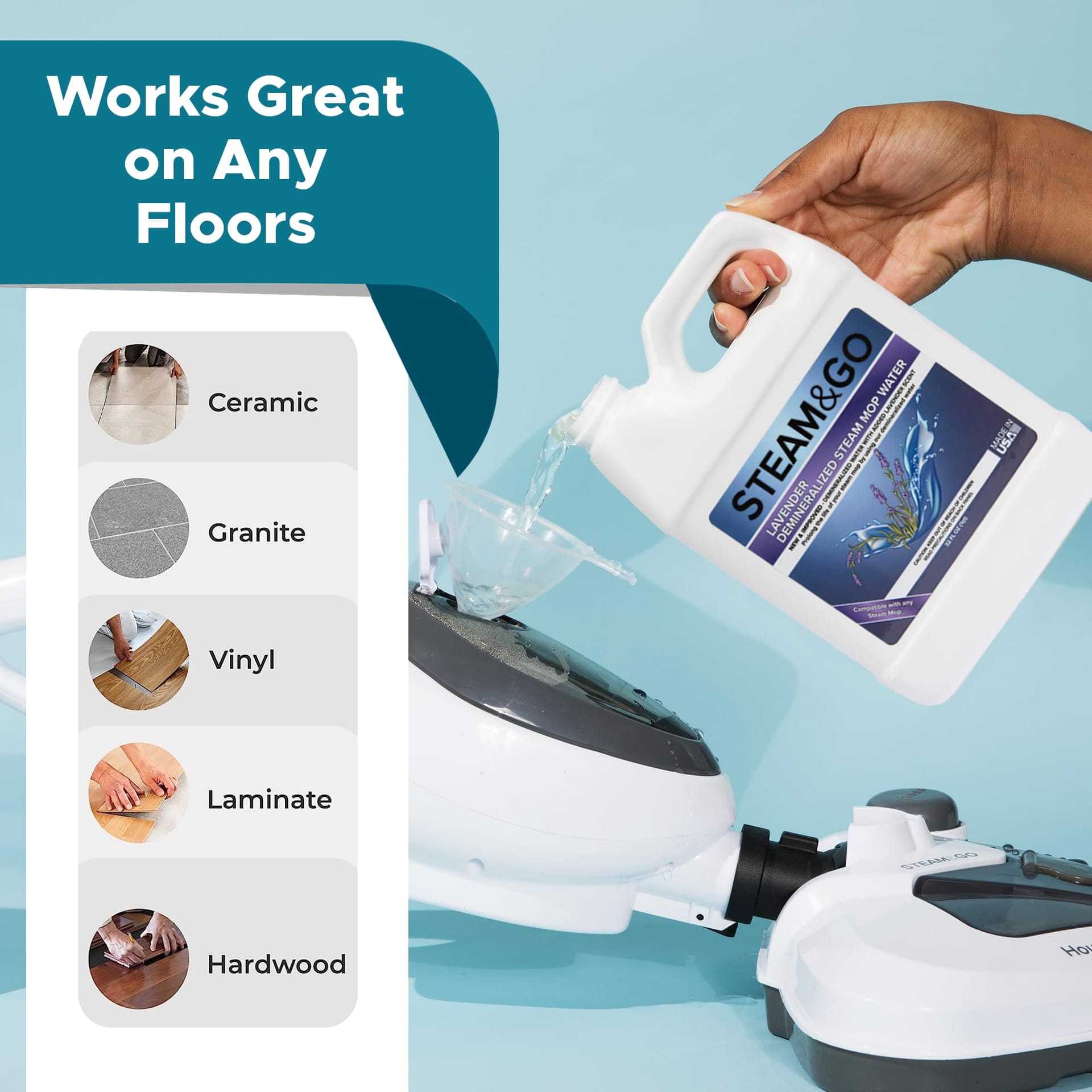 Lavender Scented Demineralized Water Multi-Surface Mop Cleaner for Steam Cleaner - PVC-Free, 32 Oz - Review Image 5