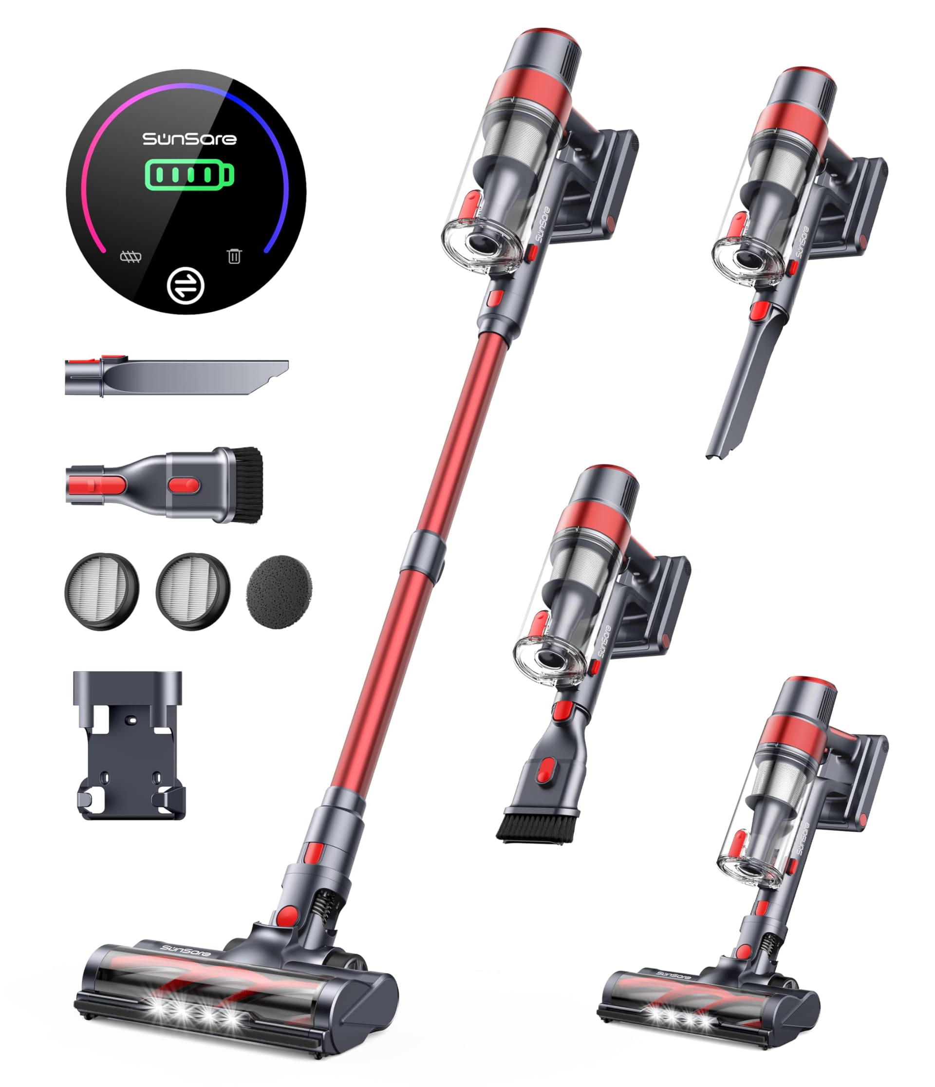Lightweight Cordless Vacuum Cleaner for Home - 450W 40Kpa Stick Vacuum with Touch Screen & 55 Mins Runtime Rechargeable - Pet Hair, Carpet, Hardwood Floor