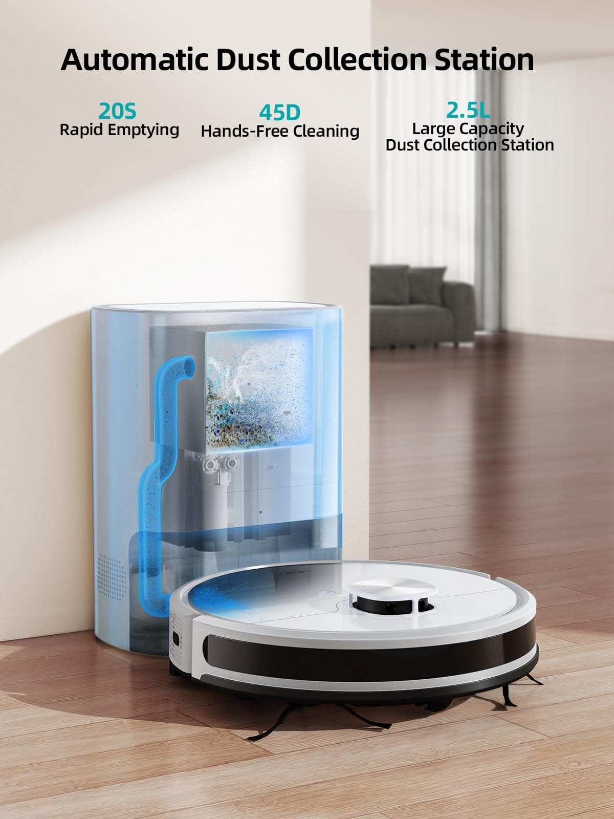 Airzeen Robot Vacuum and Mop with Self-Emptying Base Station, Powerful Suction, Laser Navigator, Smart Mapping, 180Mins Runtime, App Control - Ideal for Carpet/Pet Hair - Review Image 2
