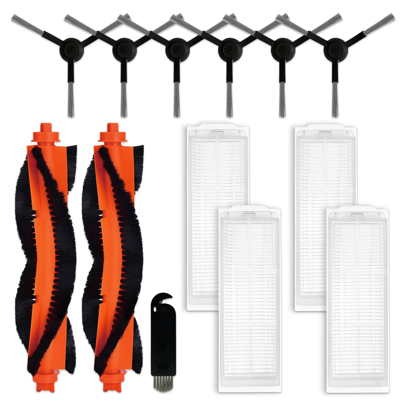 Budget-Friendly Replacement Parts Kit for Wyze Robot Vacuum Cleaner WVCR200S - 2 Main Brushes, 4 Hepa Filters, 6 Side Brushes Attachment Spare Pack