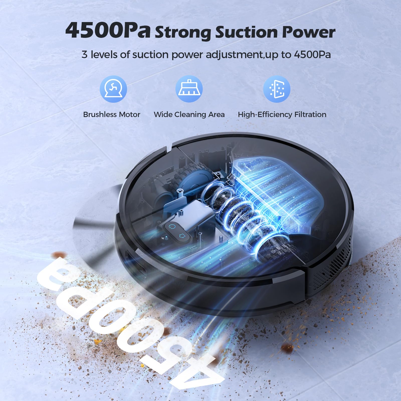 Lubluelu 3-in-1 Robot Vacuum and Mop Combo with Powerful 4500Pa Suction, Mapping, Lidar Navigation, 5 Maps, 24 No-Go Zones, Self-Charging, App Control - Black - Review Image 3