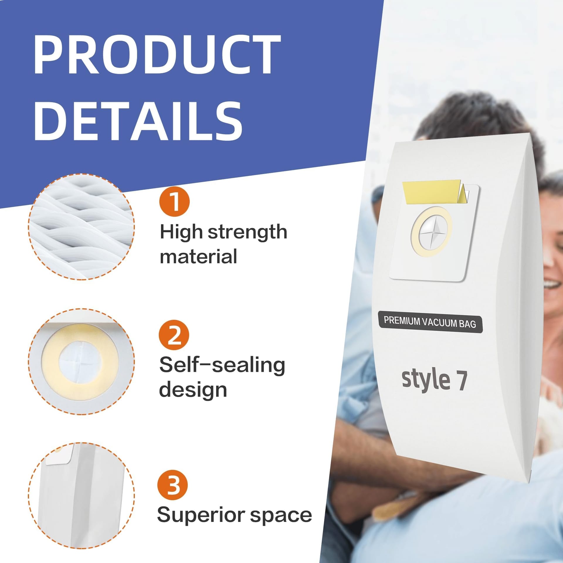 9 Pack Style 7 Vacuum Bags Compatible With Bissell Upright HEPA Filter Vacuums Part 32120,1739,71Y7,3545,3550,3554 - Review Image 4
