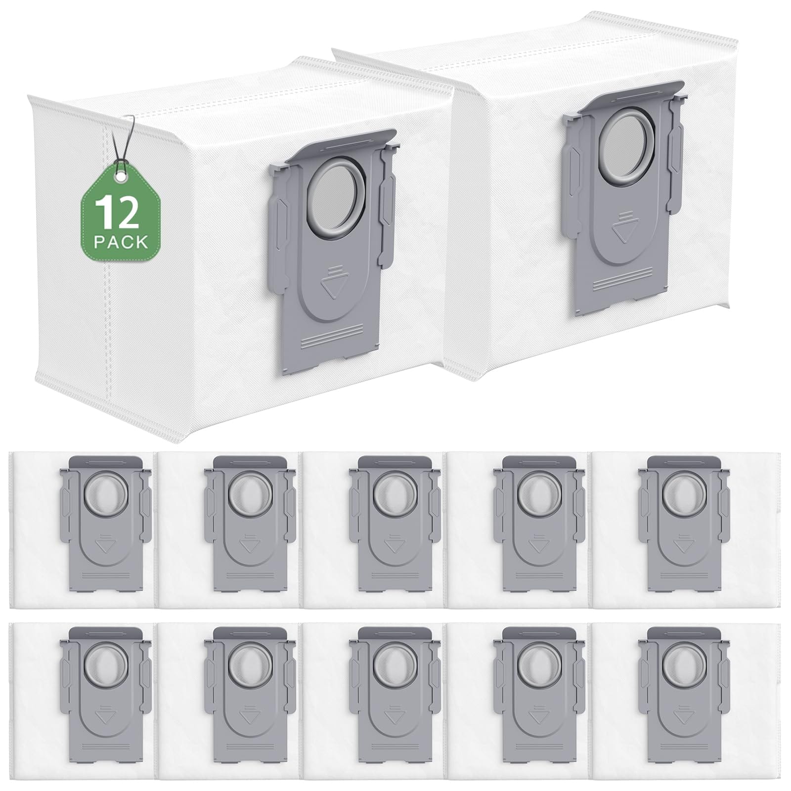 12 Pack Disposable Dust Bags for Roborock Q Revo Robot Vacuum, 2.7L Large Capacity Replacement Bags