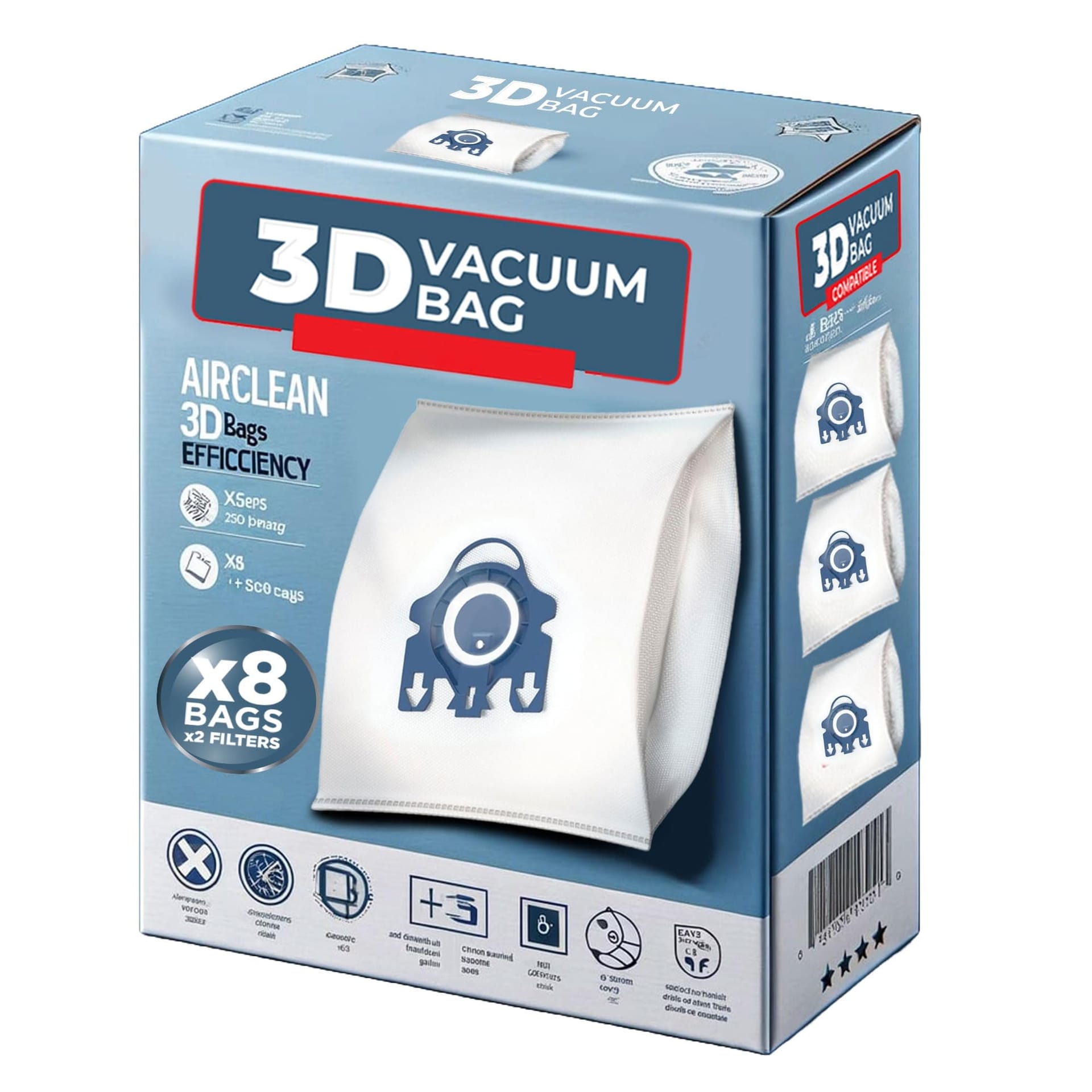 7-Ply Heavy Duty Gn Vacuum Bag Replacement for Miele Classic C1, Complete C1, C2, C3 - 9 Dust Bags + 2 Set Filters