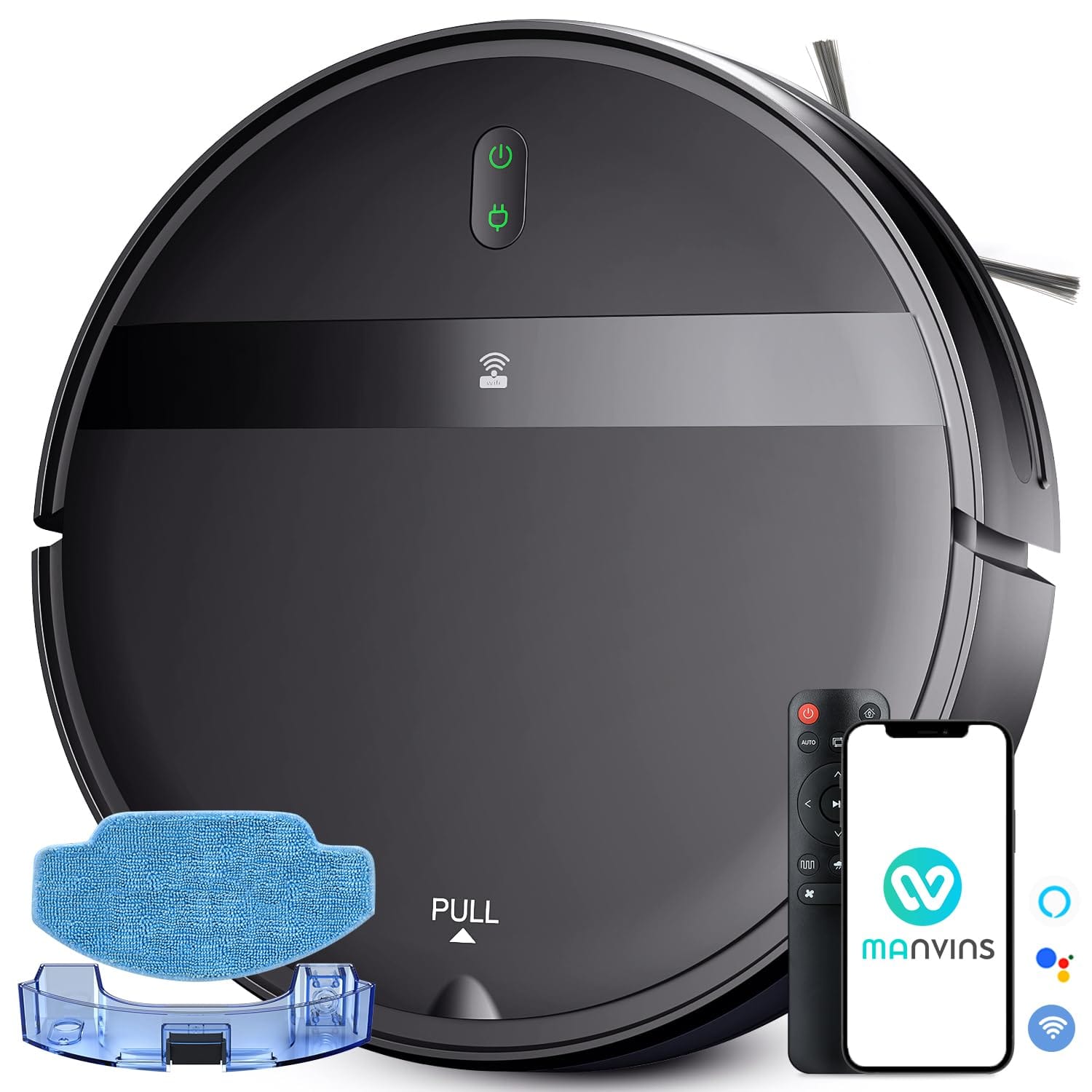 Manvins G20 Robot Vacuum and Mop Combo - Tangle-Free, Powerful Suction, Robotic Vacuum Cleaner for Home with Alexa & App Control