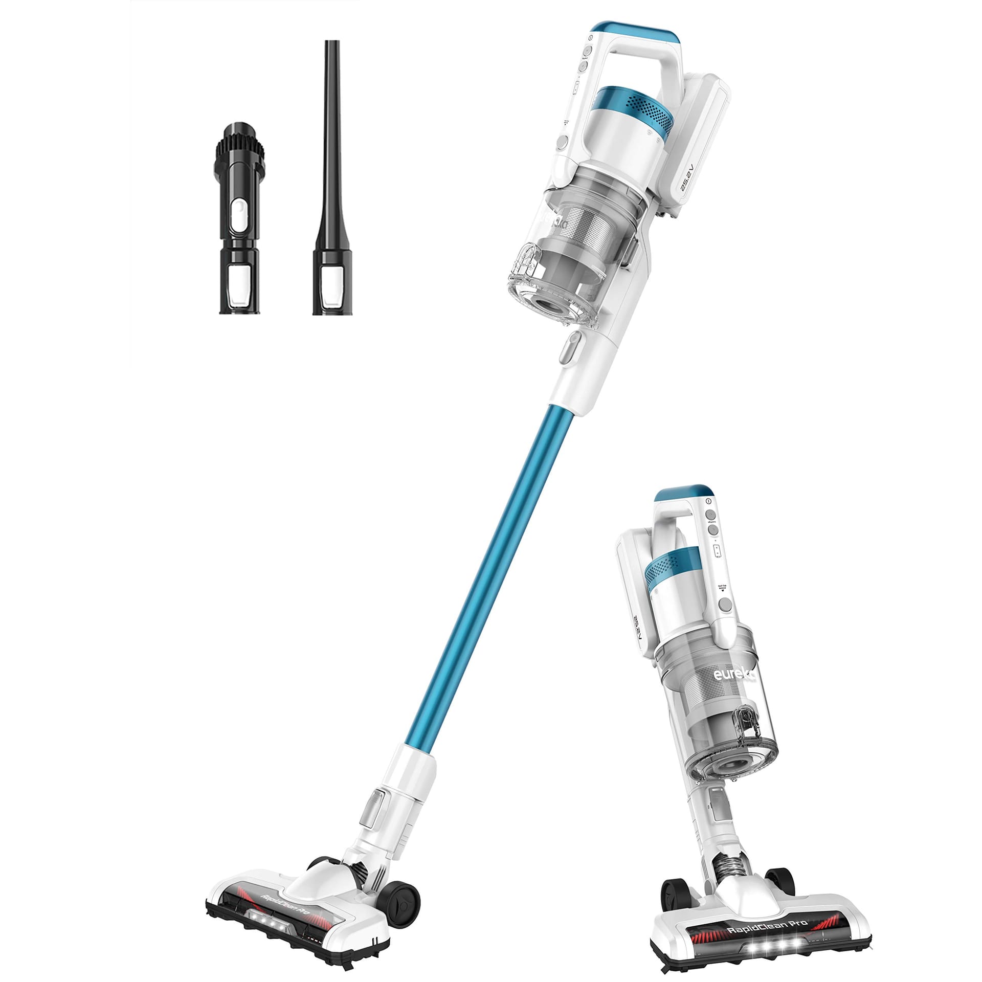 Lightweight Eureka NEC180 RapidClean Pro Cordless Stick and Handheld Vacuum Cleaner for Hard Floors - Powerful Suction, Battery-Operated, White