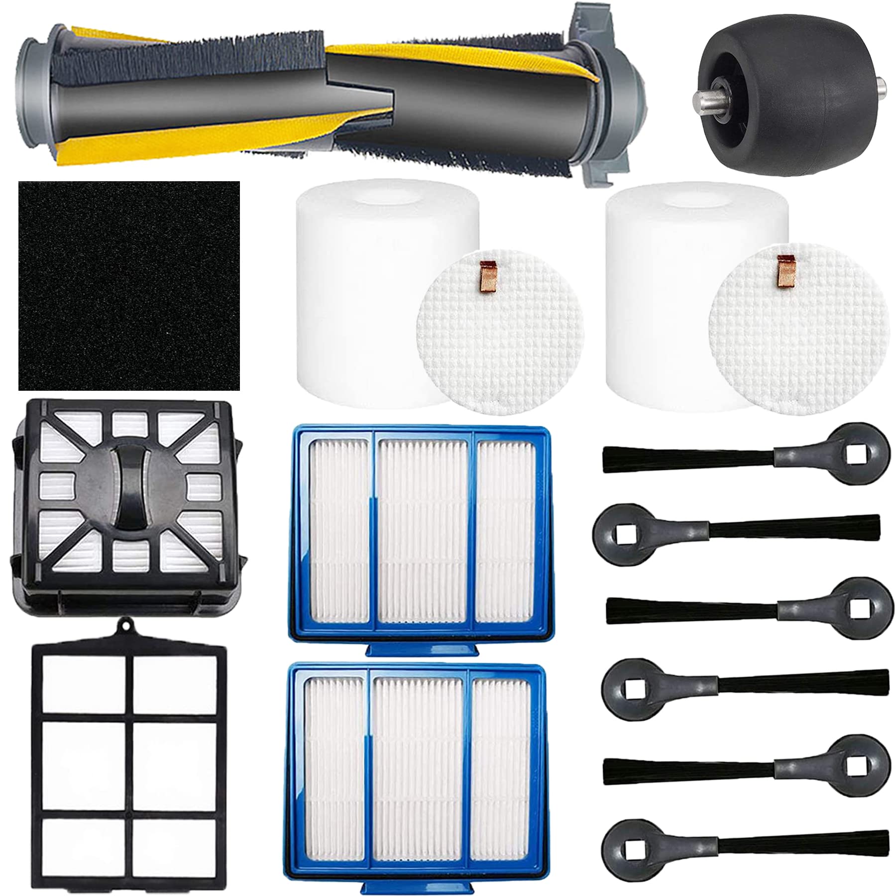 Replacement Accessories for Shark IQ Series R101AE (RV1001AE) Vacuum Cleaners - Main Roller Brush, Side Brush, Filters, Wheel