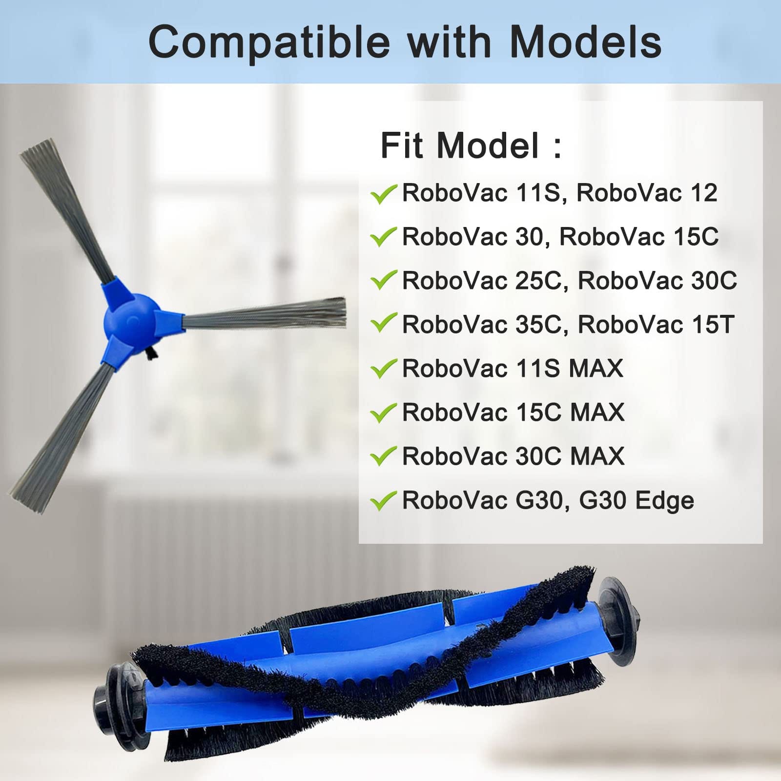10-Pack Replacement Parts for Eufy Robovac 11S, 30C, G30 Robotic Vacuums - Rolling Brush and Side Brushes - Review Image 2