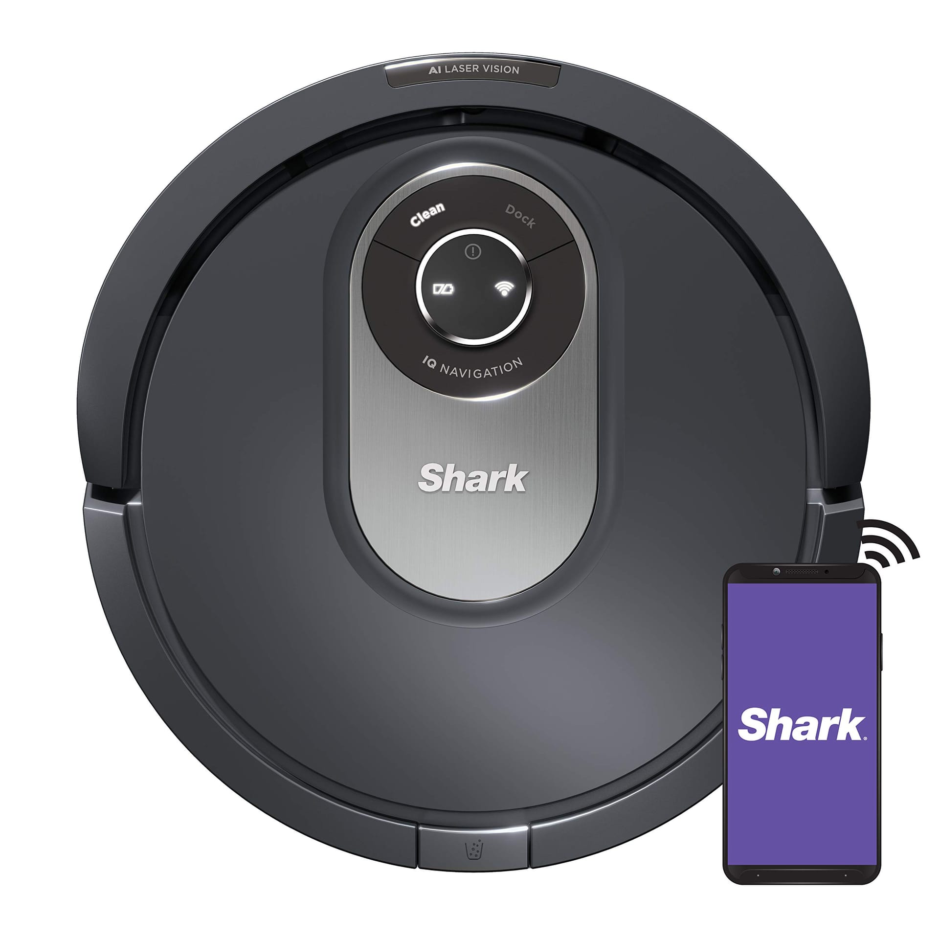 Shark AI Robot Vacuum for Pet Hair, Powerful Suction, Smart Mapping & Scheduling, Logical Navigation, Black/Silver (Rv2001) | Carpet Cleaner
