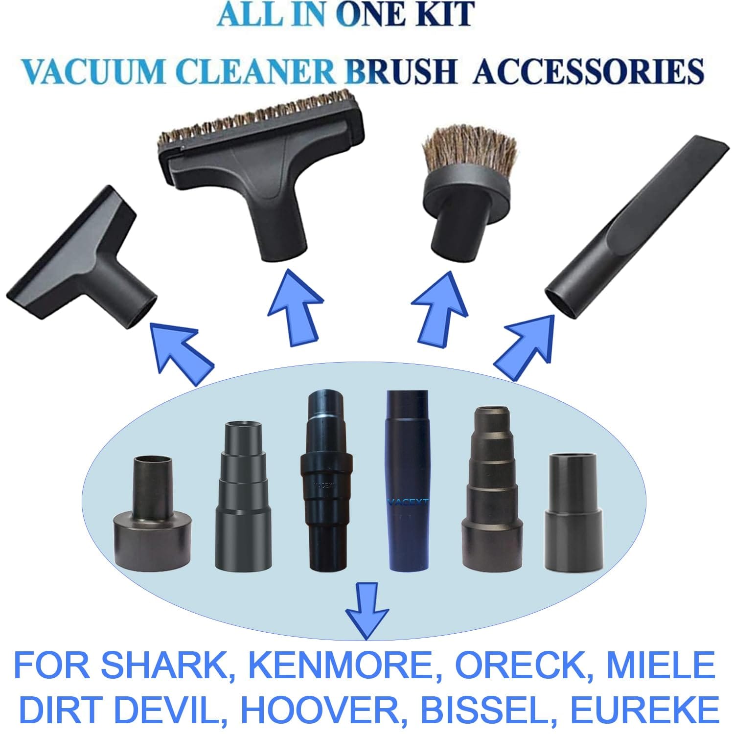 Universal Vacuum Hose Adapter Kit - Compatible with Bissell, Kenmore, Electrolux, Dirt Devil, Hoover - Pool Vacuum, Wet/Dry Shop Vac Adapter Set - Review Image 2