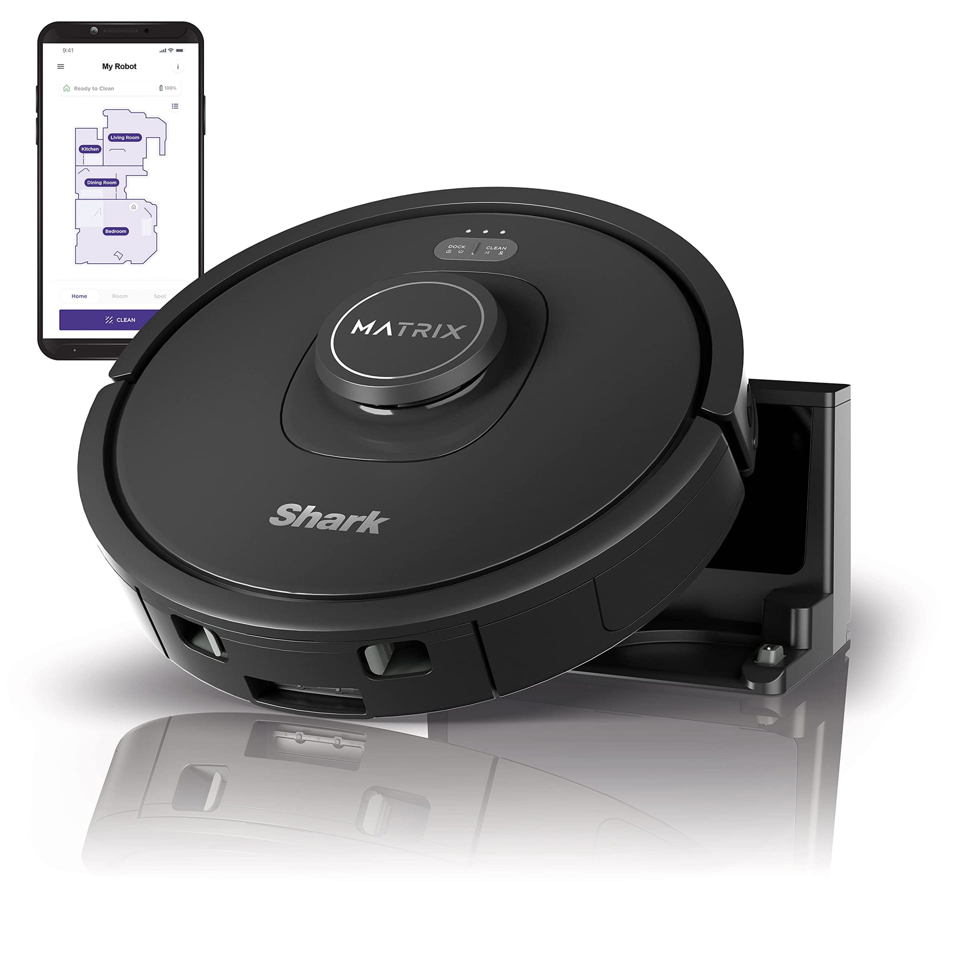 Shark RV2310 Matrix Robot Vacuum with Self-Cleaning Brushroll for Pet Hair, Precision Home Mapping, Wi-Fi - Black/Silver