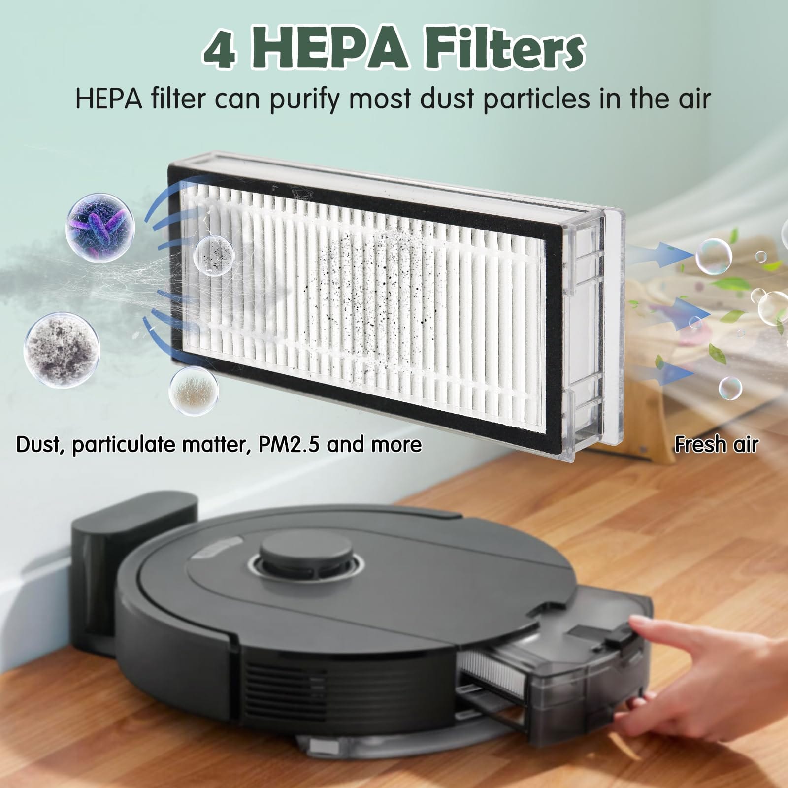20Pcs Robot Vacuum Accessories Kit for Roborock Q5 Pro / Q5 Pro+ / Q8 Max / Q8 Max+ - Dual Brush, Mop Pads, Side Brushes, Hepa Filters, Cleaning Tool - Review Image 5