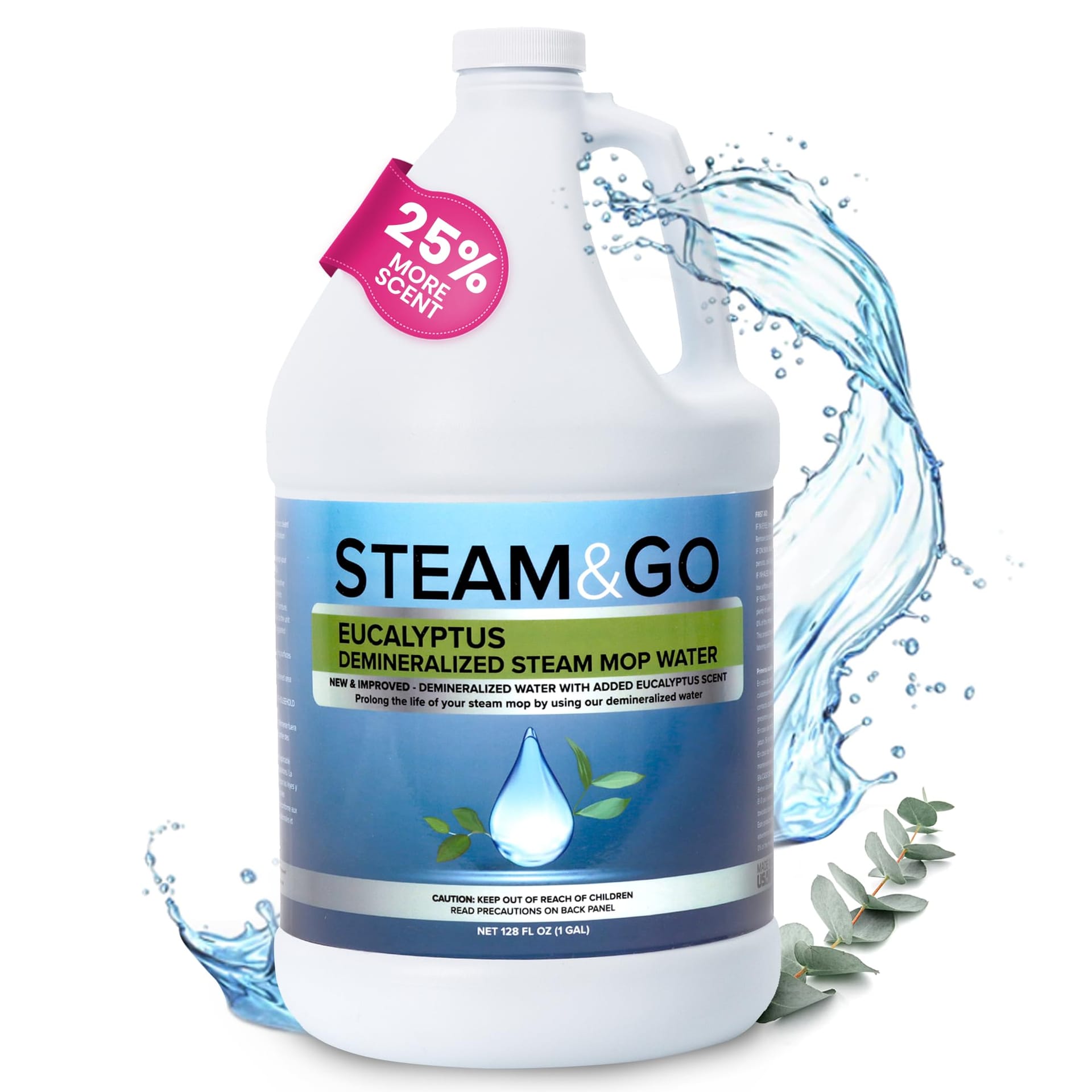 Demineralized Water Multi-Surface Cleaning Solution for Steam Mop - Eucalyptus Mint, 128oz