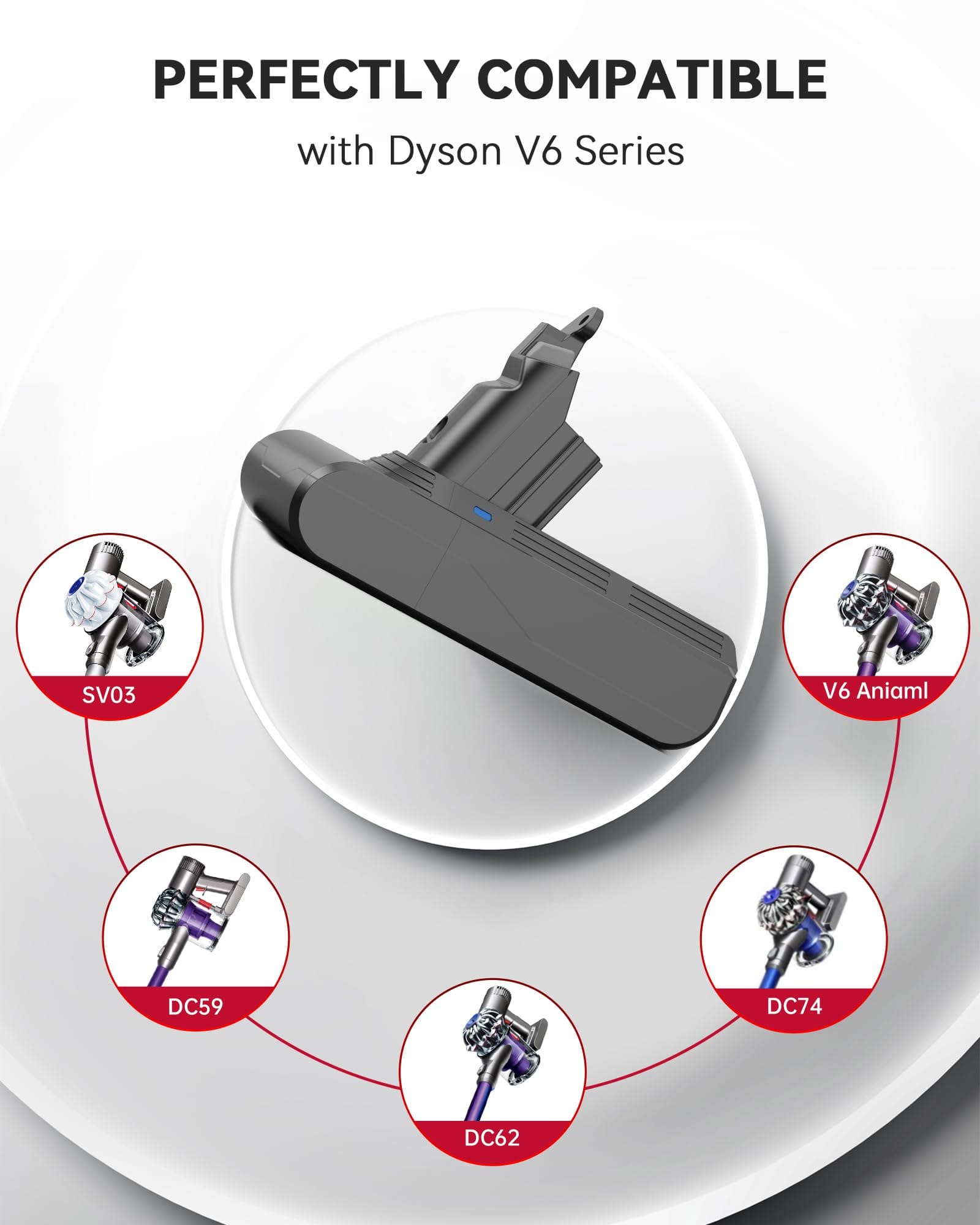 High-Capacity Battery Replacement for Dyson V6 Vacuum Cleaners, 4600mAh Li-Ion Compatible with V6 Animal / Absolute / Motorhead - Review Image 3