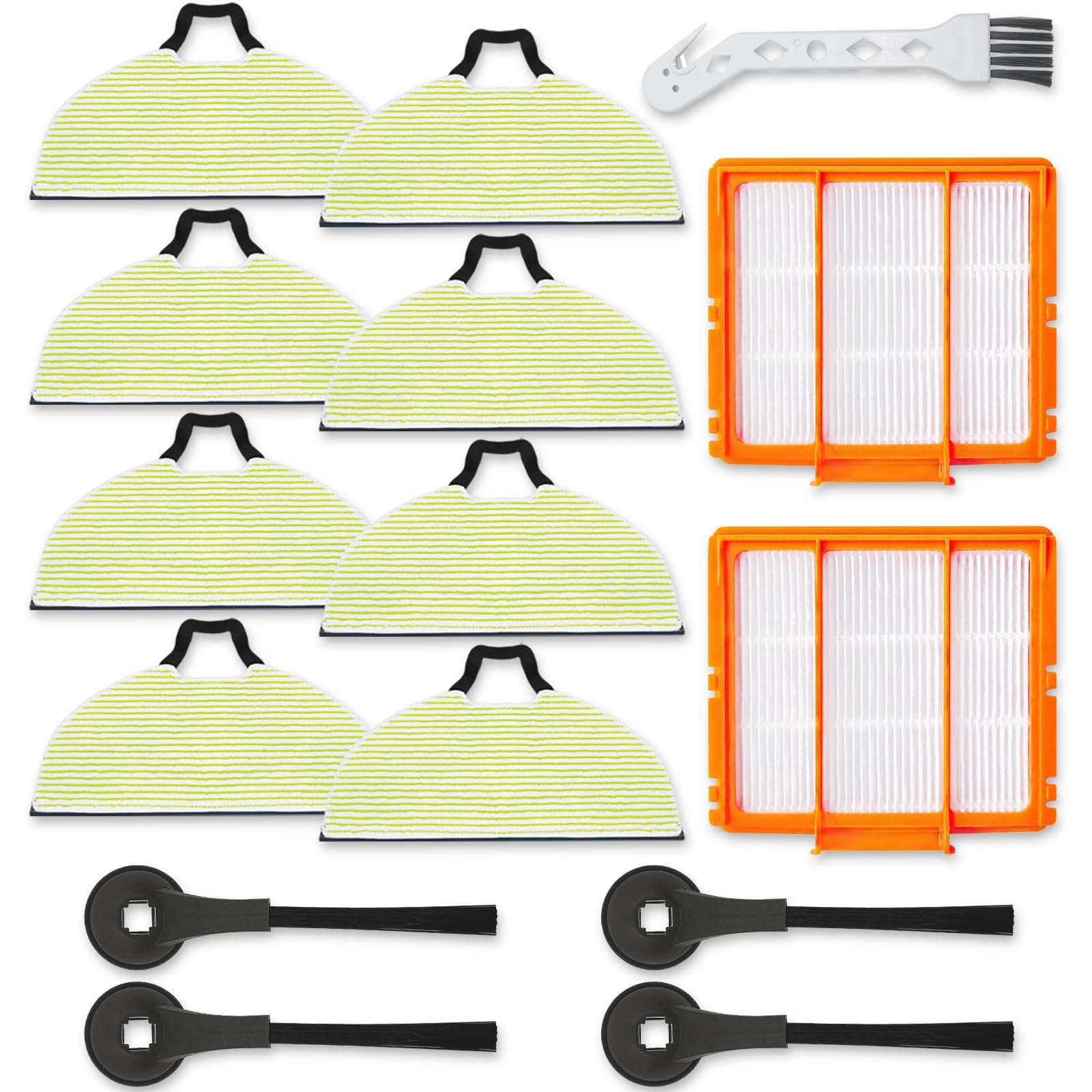 High-Quality Replacement Parts for Shark RV2610WA Robot Vacuum - 8 Mop Pads, 2 Hepa Filters, 4 Side Brushes