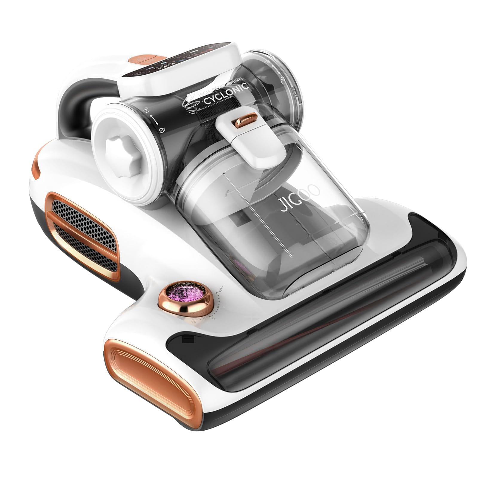 Jigoo T600 White Mattress Vacuum Cleaner with UV-C Light, 15Kpa Suction 700W, Double-Cup Handheld Bed Vacuum Cleaner