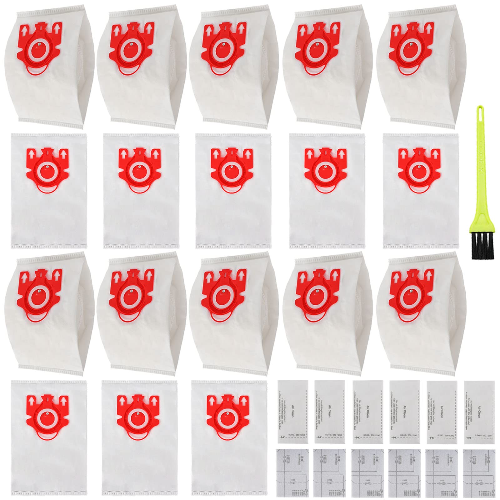 18-Pack 3D AirClean FJM Miele Vacuum Bags Replacement Bundle with Filters and Cleaning Brush