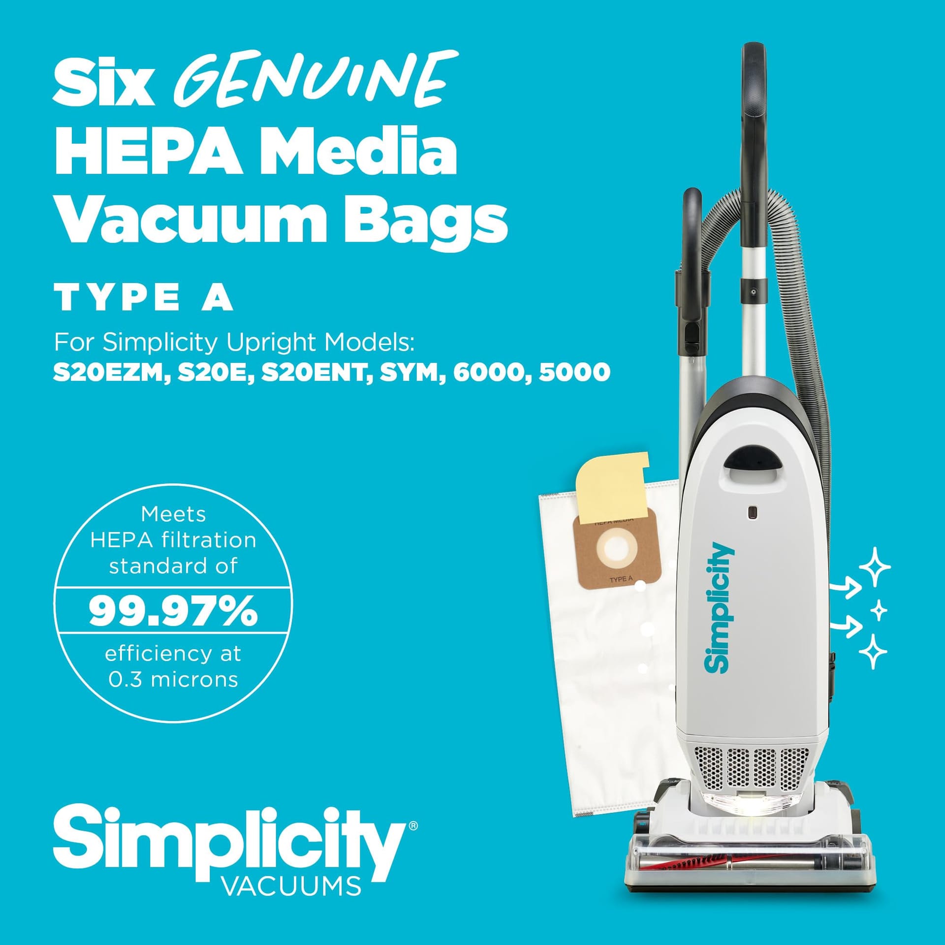 Genuine Simplicity Type A Certified HEPA Vacuum Bags | Fit S20EZM Allergy Upright | 6-Pack Set - Review Image 2