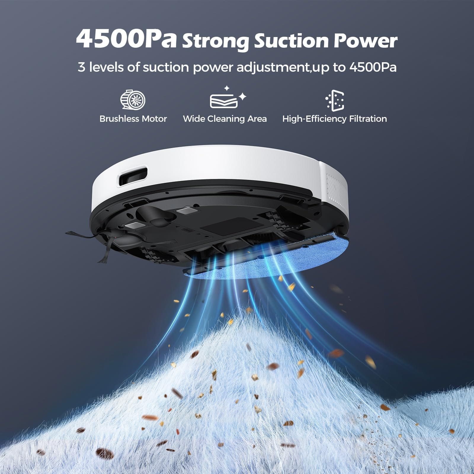 Smart 3-in-1 Robot Vacuum and Mop Combo with Mapping and Lidar Navigation - 4500Pa Strong Suction, 5 Maps, 24 No-Go Zones, WiFi/App/Alexa Control - SL68W - Review Image 3