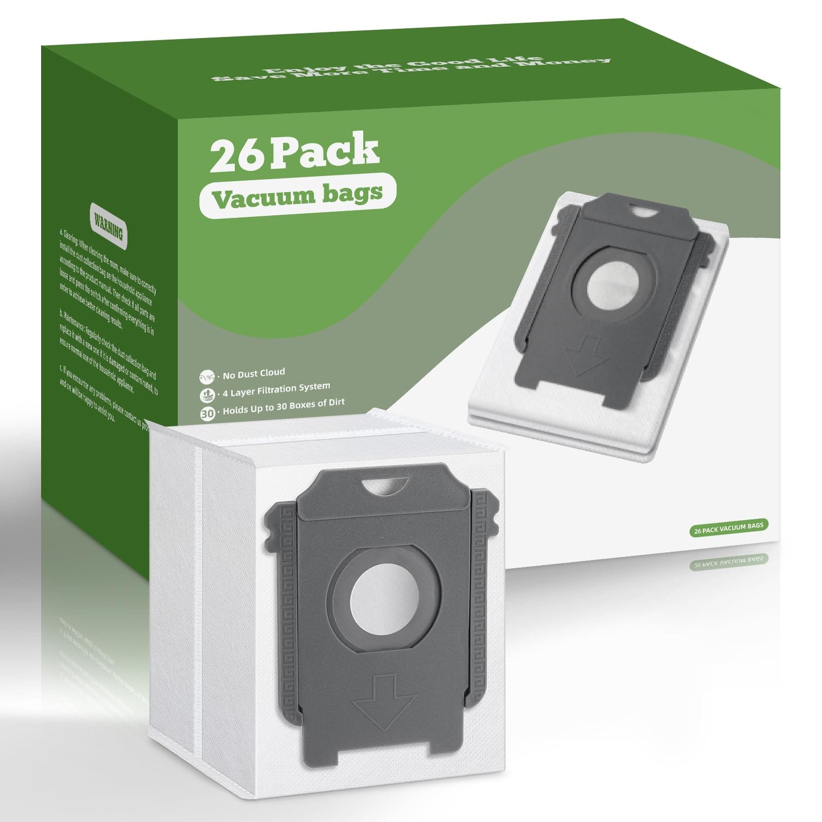 VBN 26 Pack Replacement Vacuum Bags for iRobot Roomba I & S & J Series Clean Base