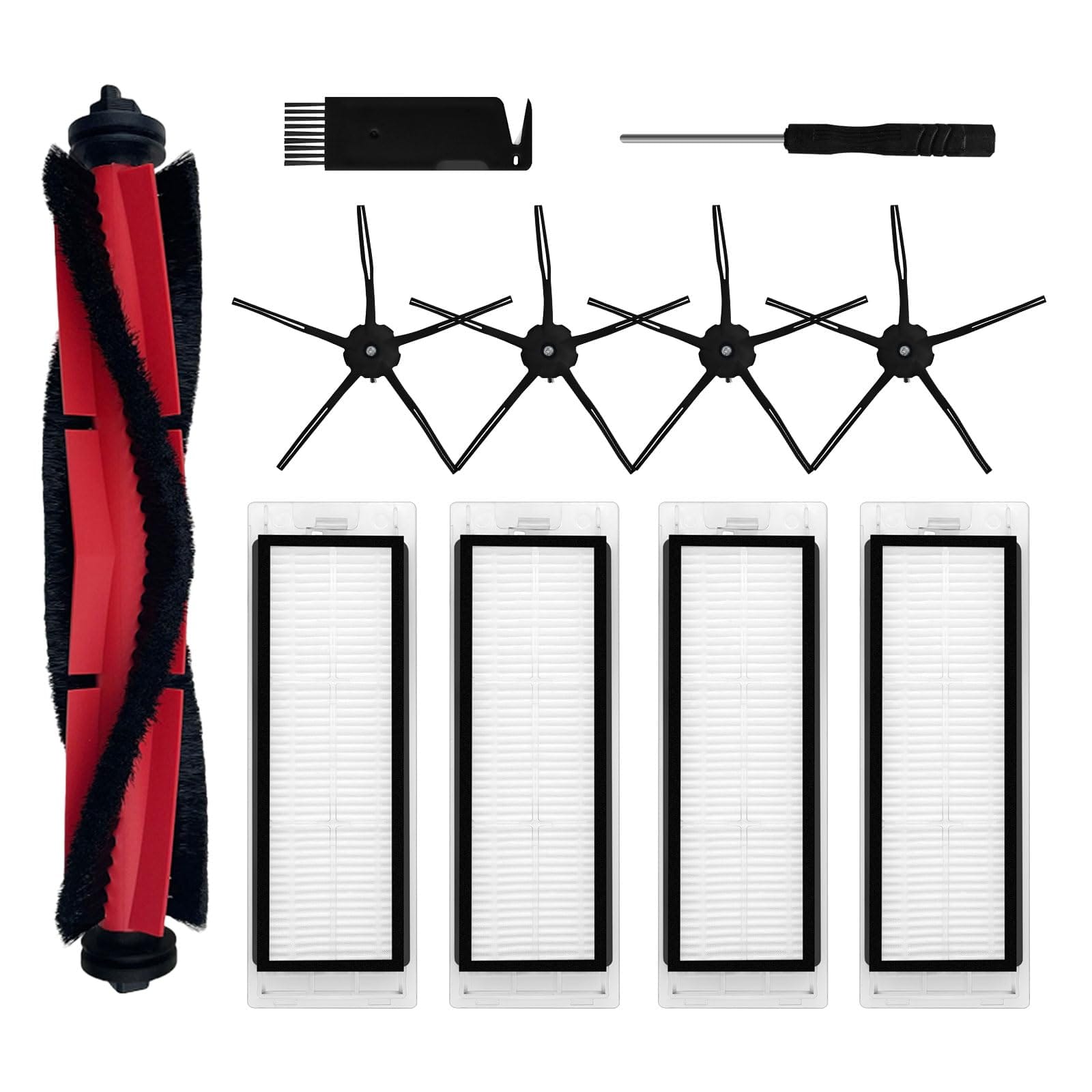 Compatible Replacement Kit for Roborock Q5, Q5+, Q5 Plus Robot Vacuum Cleaner Spare Parts - Includes 1 Main Brush, 4 Hepa Filters, 4 Side Brushes