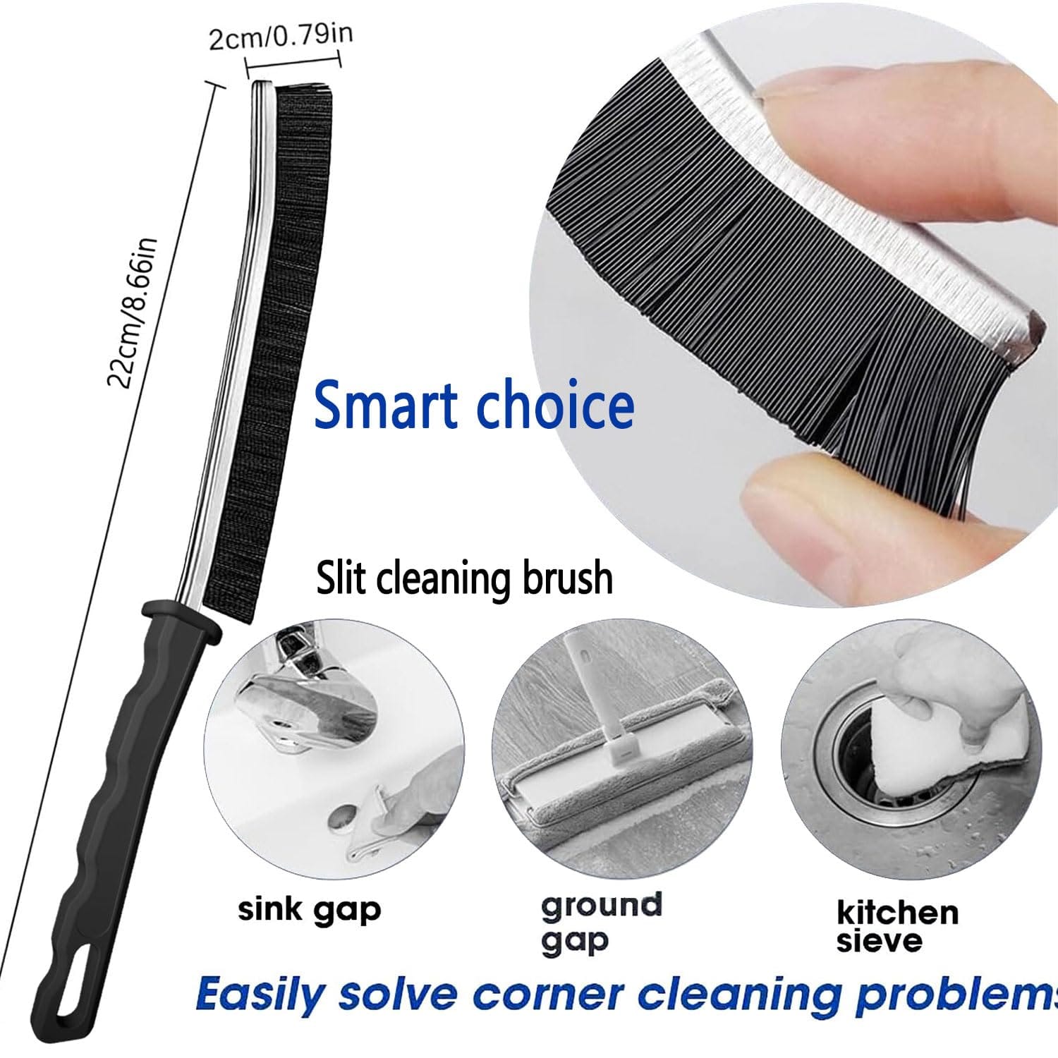 5-Piece Multifunctional Crevice Cleaning Brush Set - Hard Bristle Brush for Blind, Baseboard, Fan, Window, Sliding Door Track - Review Image 3