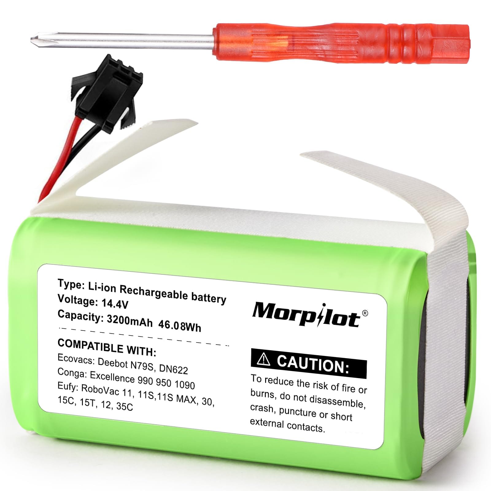 Morpilot 14.4V 2600mAh Li-Ion Rechargeable Replacement Battery for Eufy Robovac 11 11S 30 15C 15T 12 35C, Ecovacs Deebot N79 N79S DN622, Goovi F007C D380 D382, Amarey A800 A900, Coredy R300 R500+ etc.